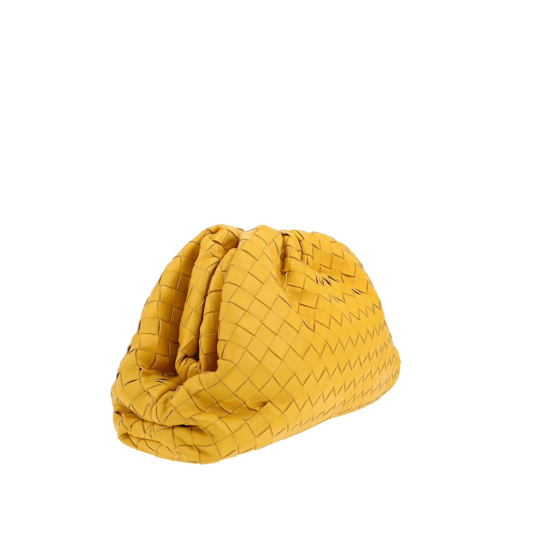 Bottega Veneta  The Pouch handbag/clutch  in yellow intrecciato leather