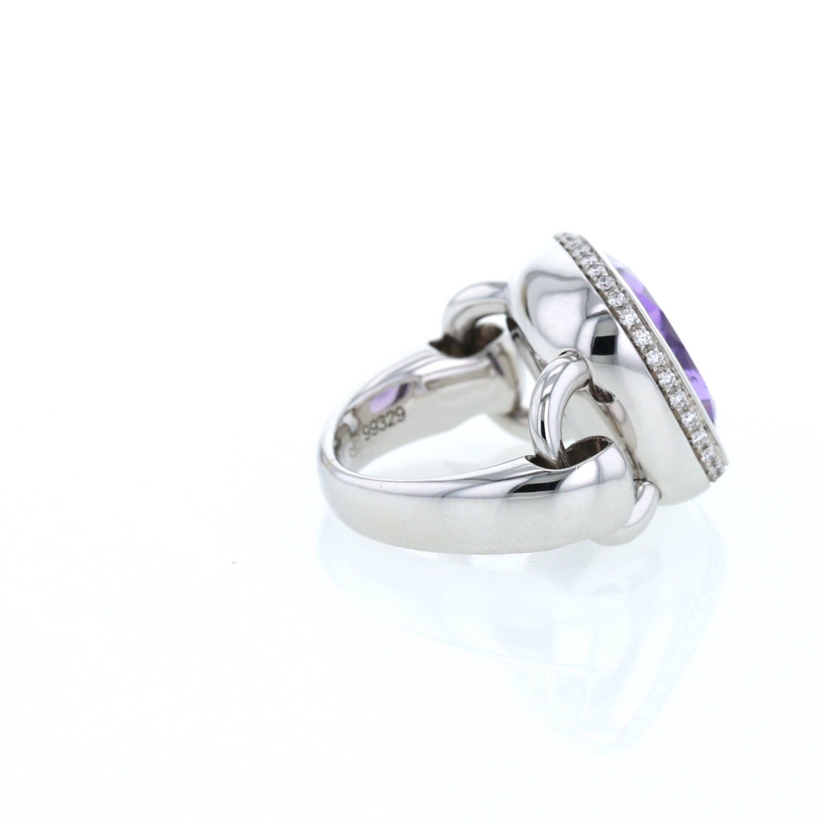 Articulated Poiray Fille large model ring in white gold, diamonds and amethyst