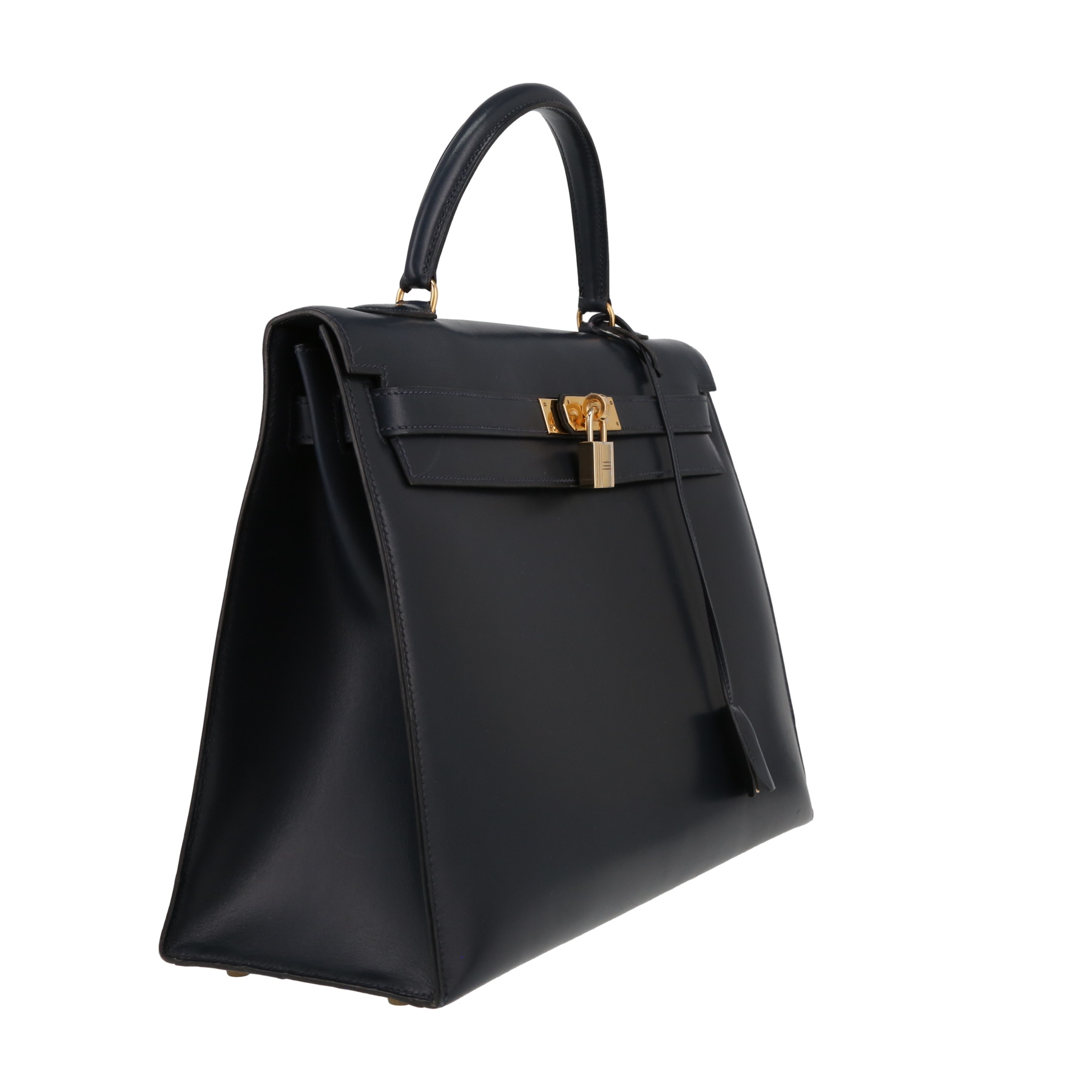 Hermès  Kelly 35 cm handbag  in blue box leather