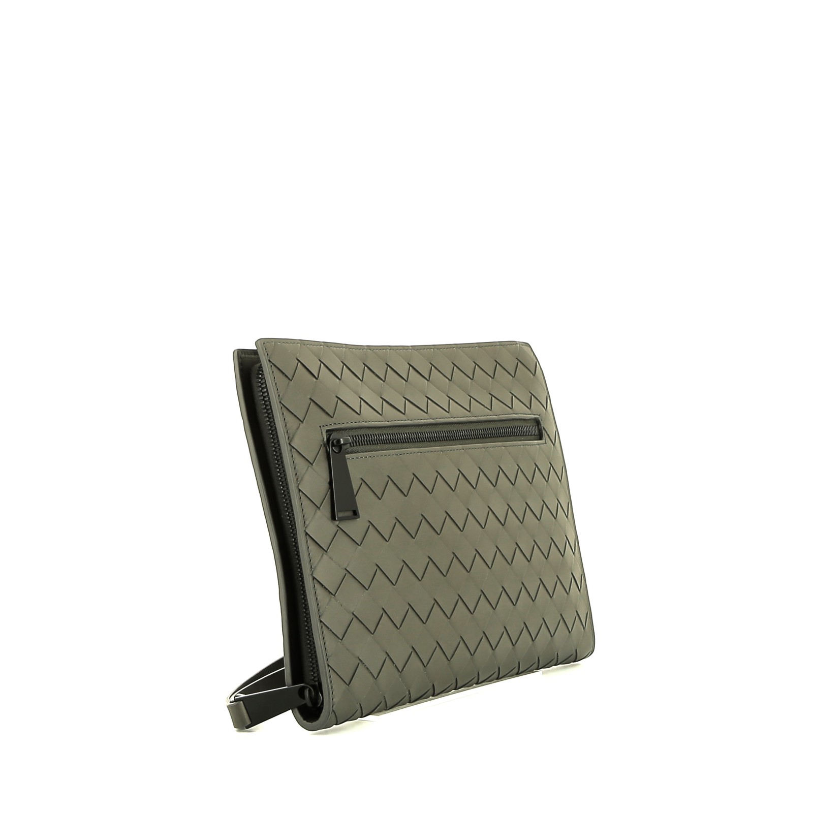 Bottega Veneta   pouch  in green intrecciato leather