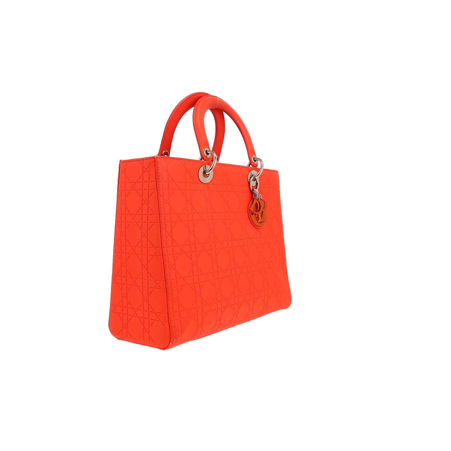 Dior  Lady Dior large model  handbag  in orange leather cannage