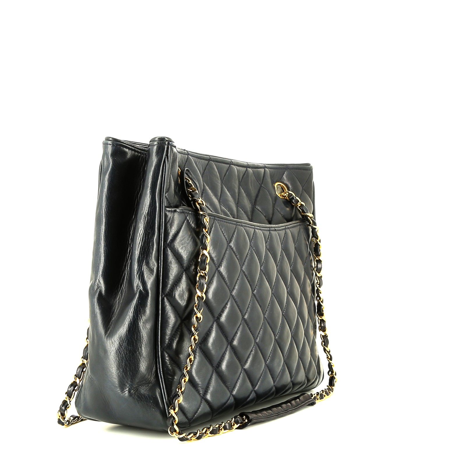 Sac cabas Chanel  Vintage en cuir matelassé bleu-marine