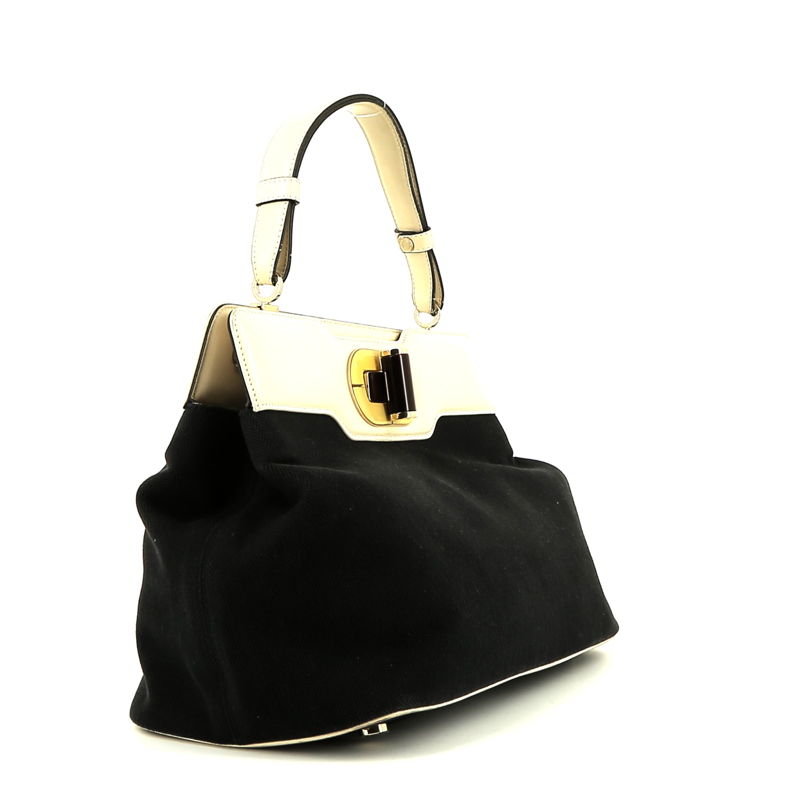 Borsa Bulgari  Isabella Rossellini in pelle bianca e tela nera