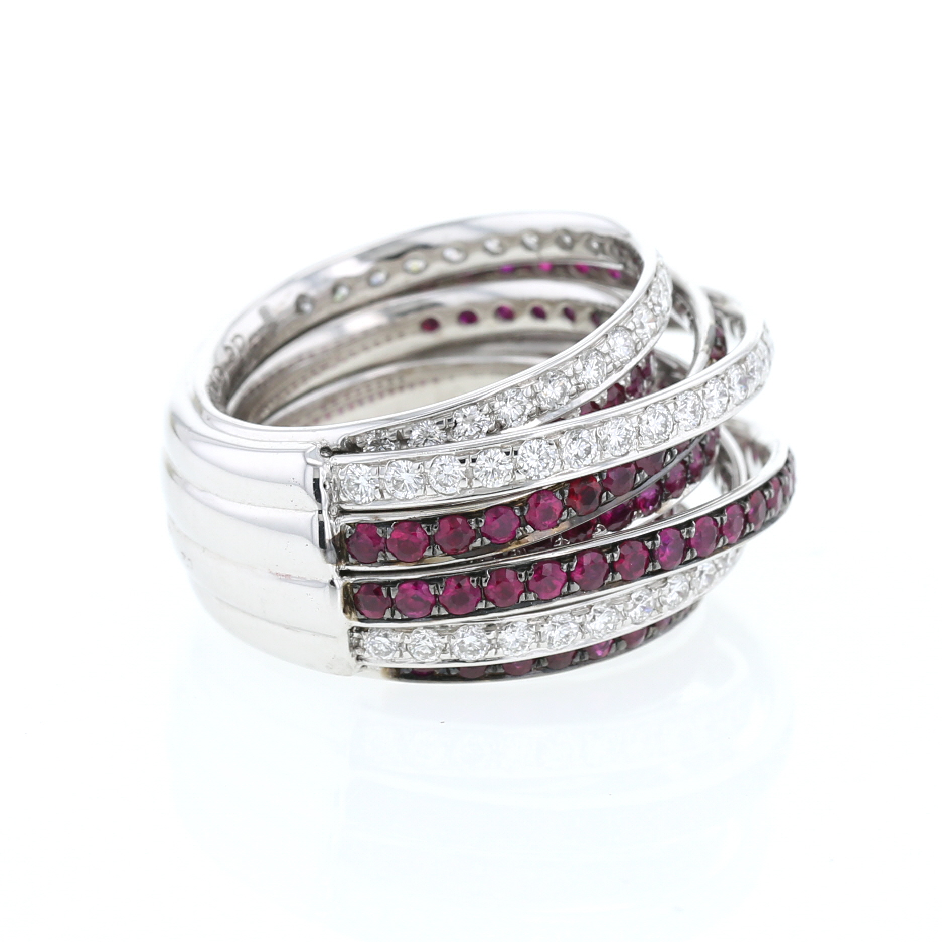 Bague De Grisogono Allegra en or blanc, diamants et rubis