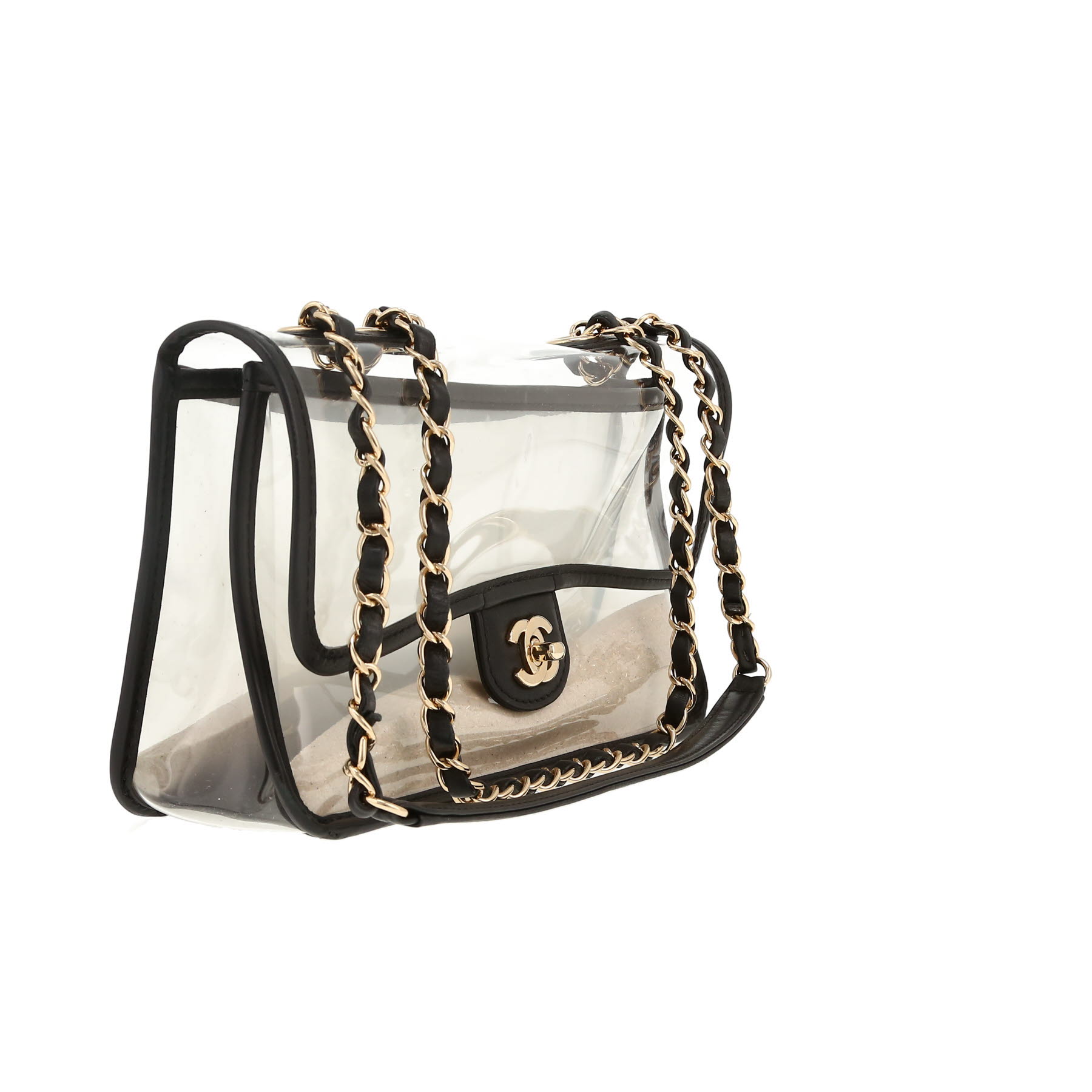 Chanel  Timeless Sand By The Sea handbag  in transparent vinyl  and black leather