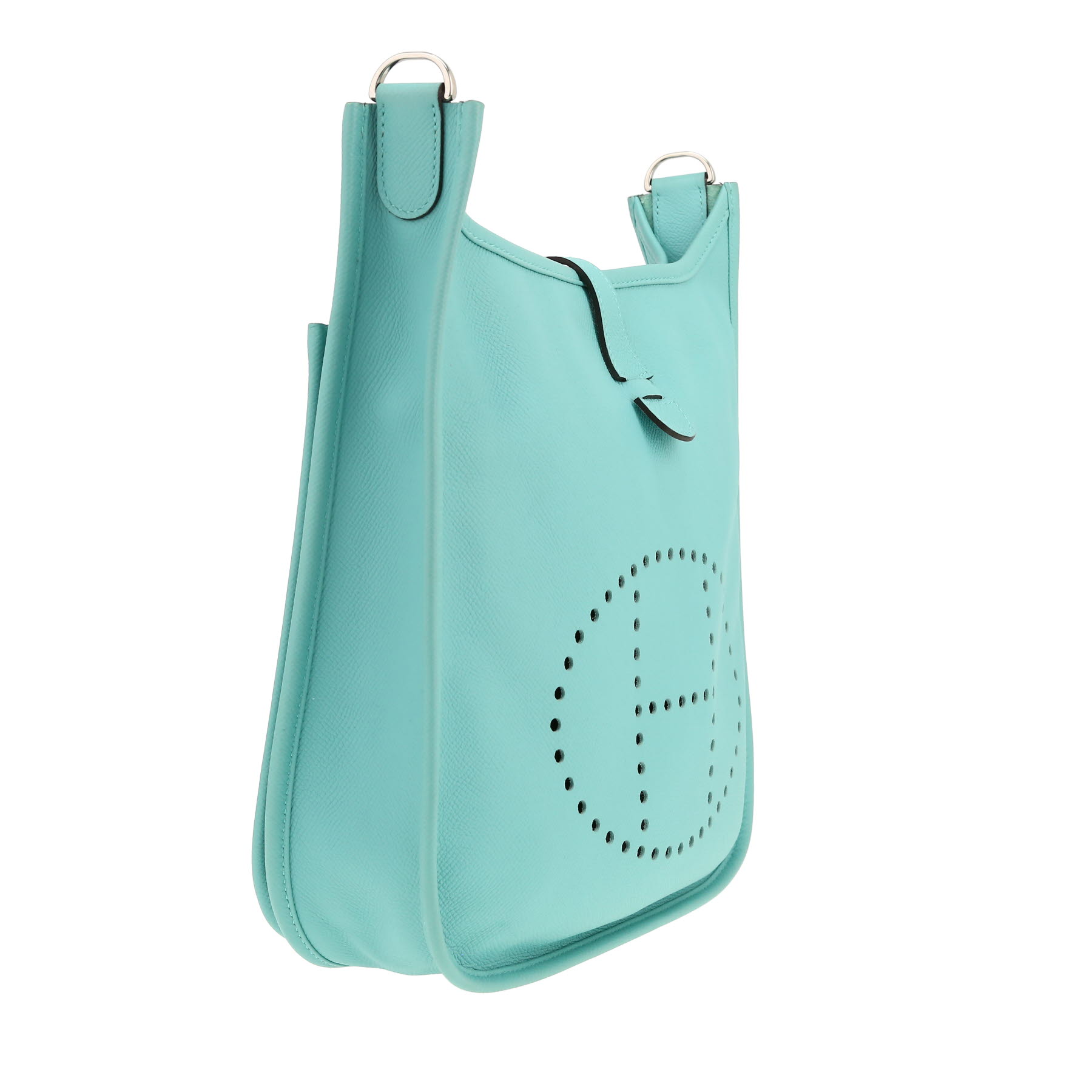 Sac bandoulière Hermès  Evelyne petit modèle  en cuir epsom Bleu Atoll