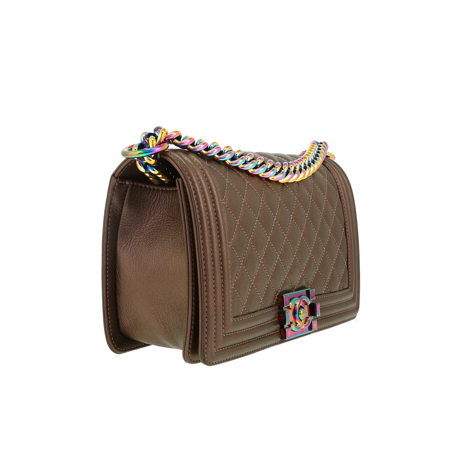 Chanel  Boy shoulder bag  in golden brown quilted leather