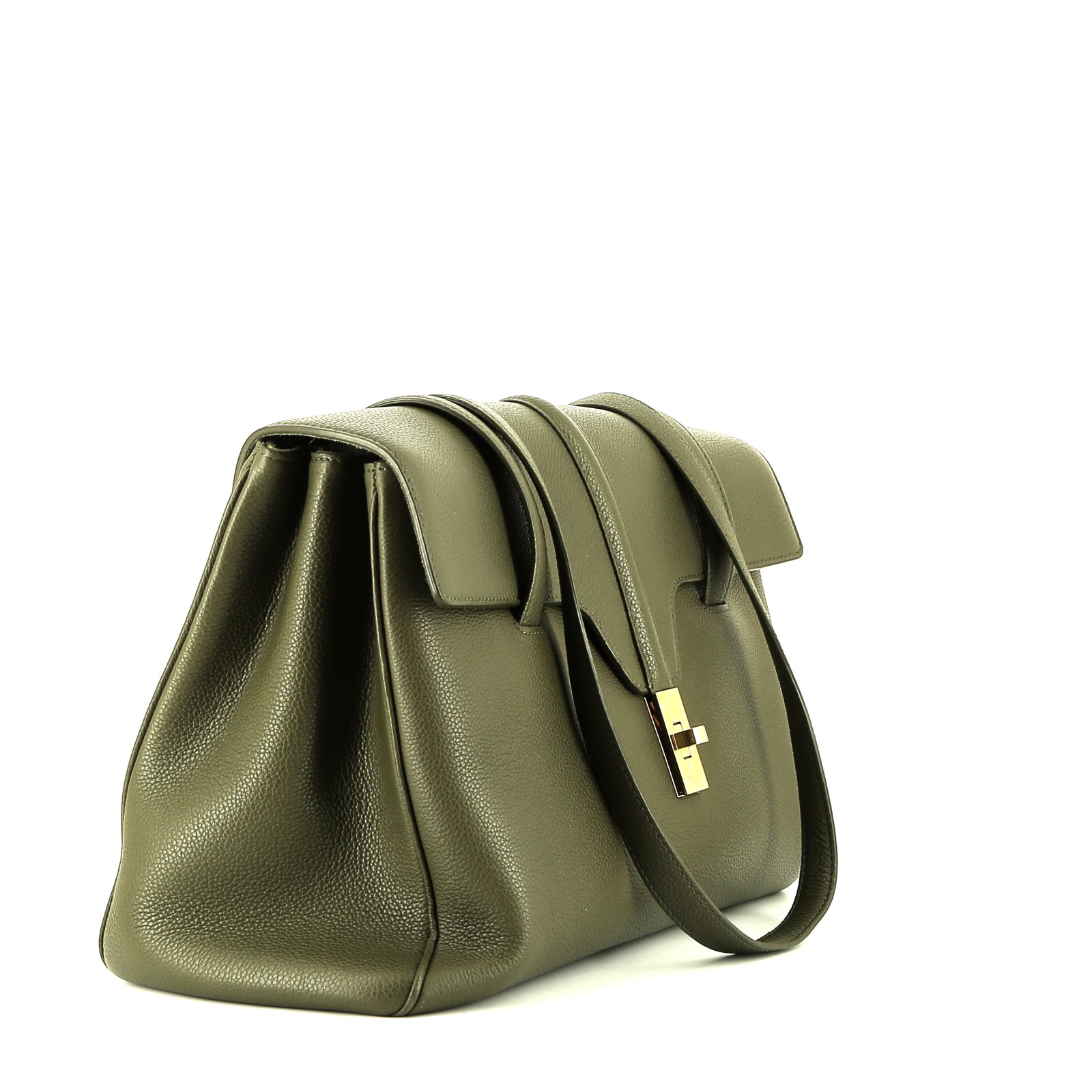 Celine  Sac 16 handbag  in khaki grained leather