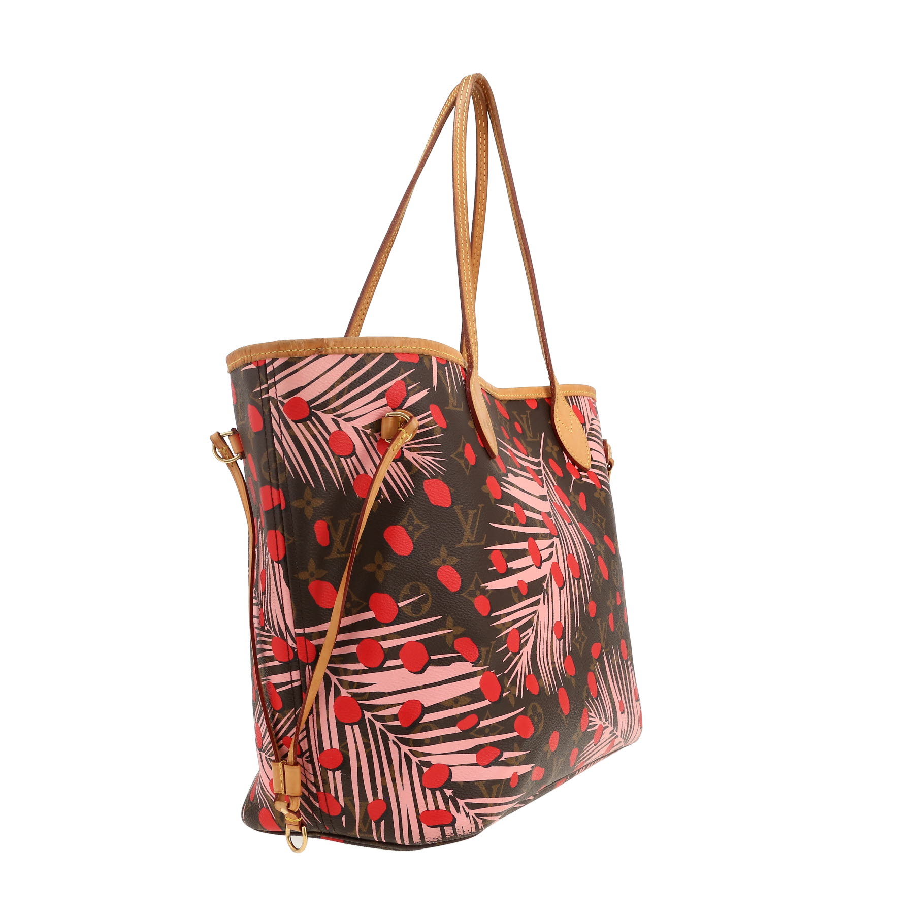 Louis Vuitton  Neverfull medium model  shopping bag  in brown monogram canvas  and natural leather