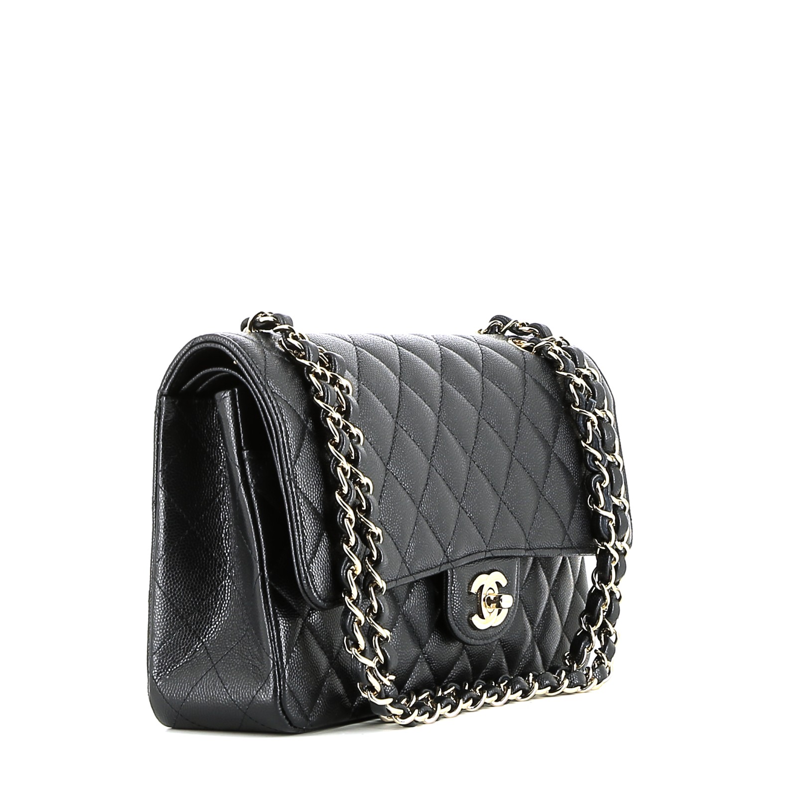 Chanel  Timeless Classic handbag  in navy blue quilted grained leather