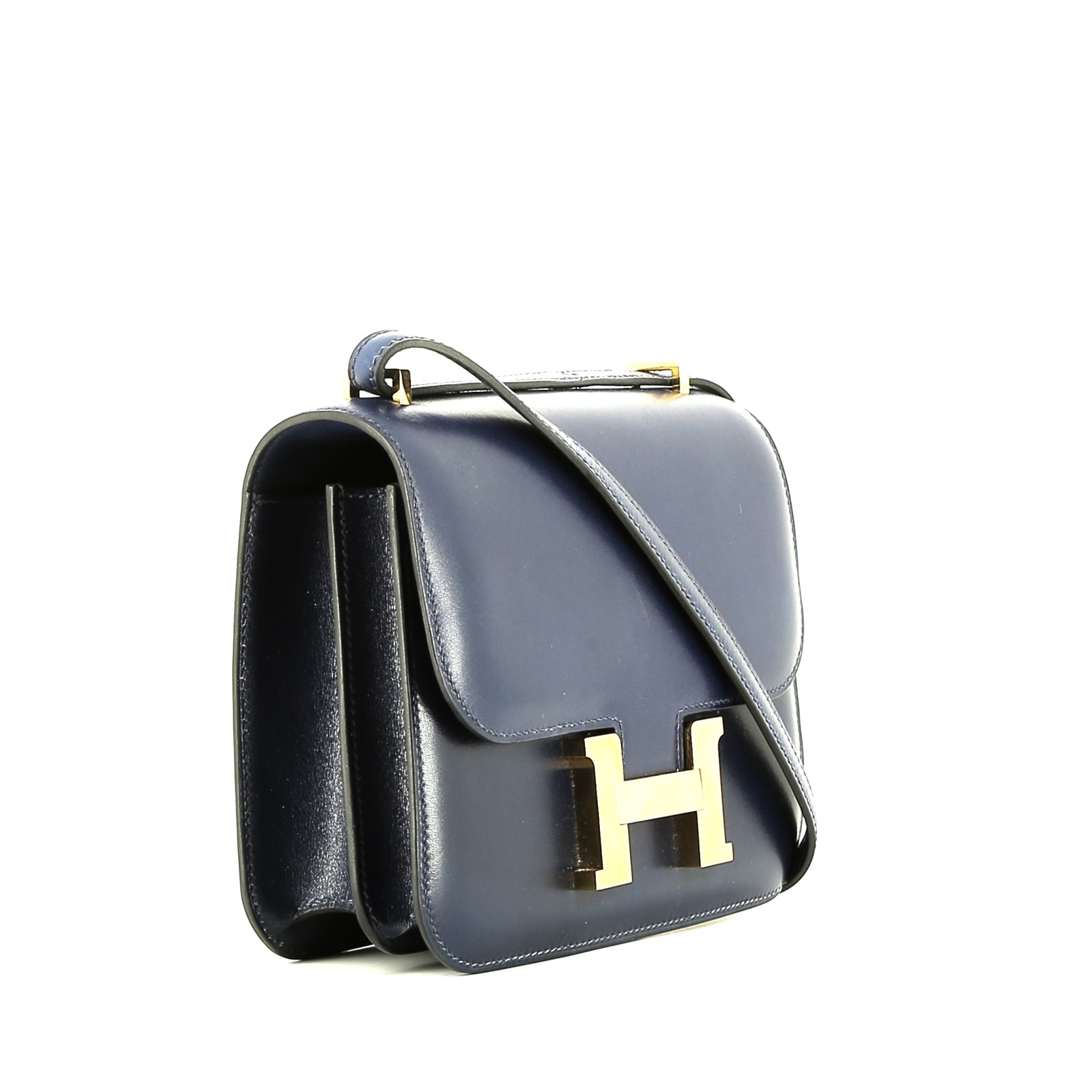 Hermès  Constance shoulder bag  in Sapphire Blue box leather