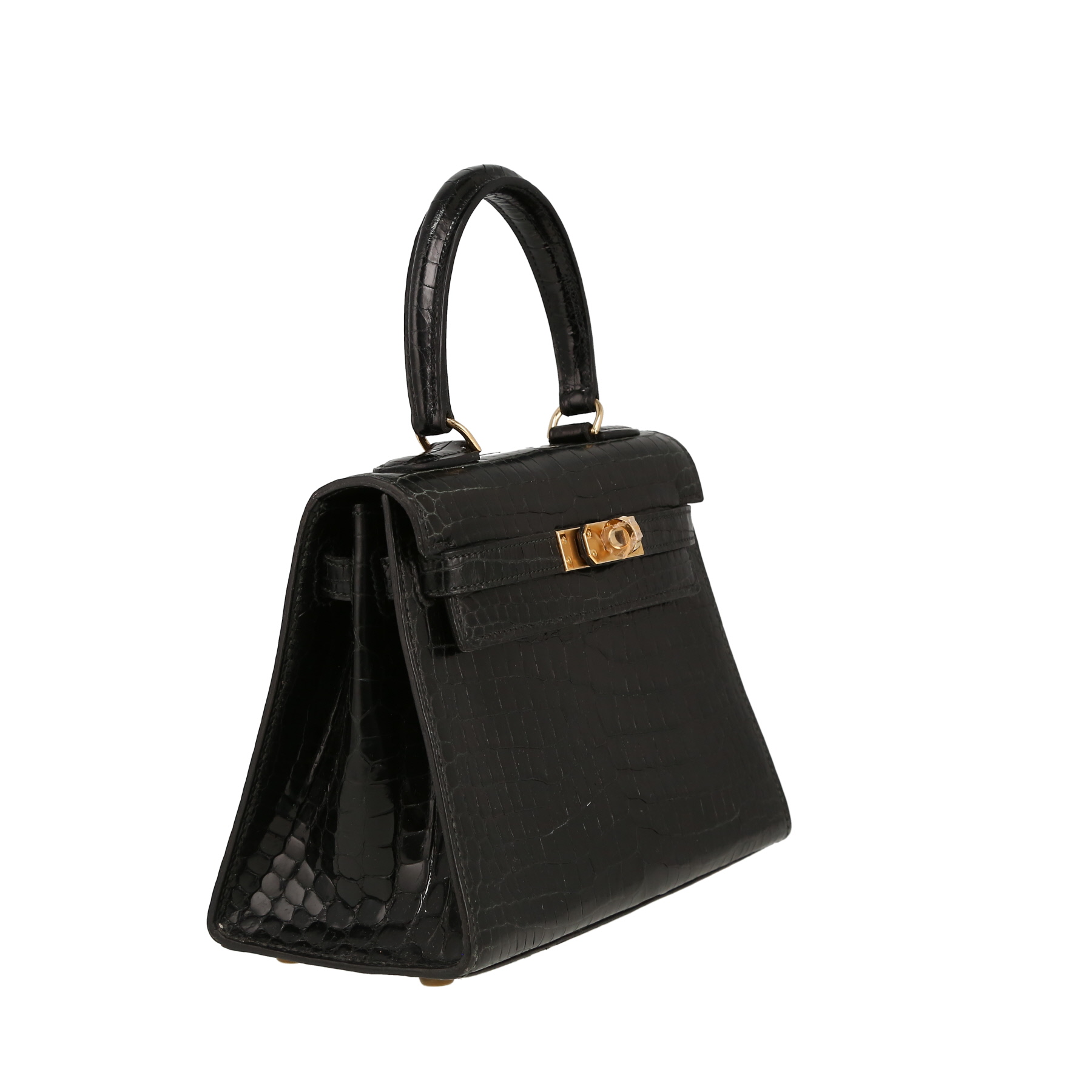Hermès  Kelly 20 cm handbag  in black porosus crocodile