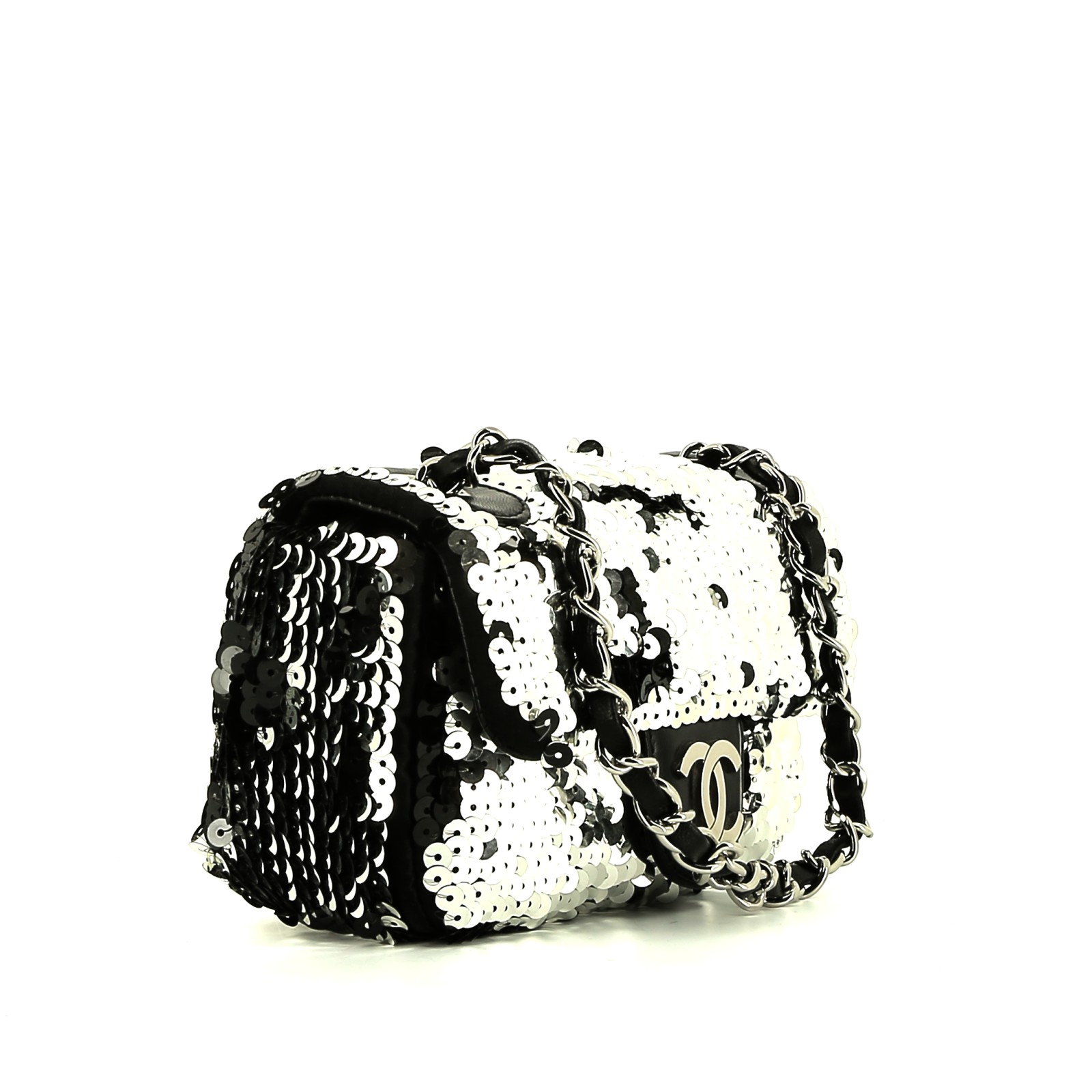Sac bandoulière Chanel  Mini Timeless en toile noire et cuir noir
