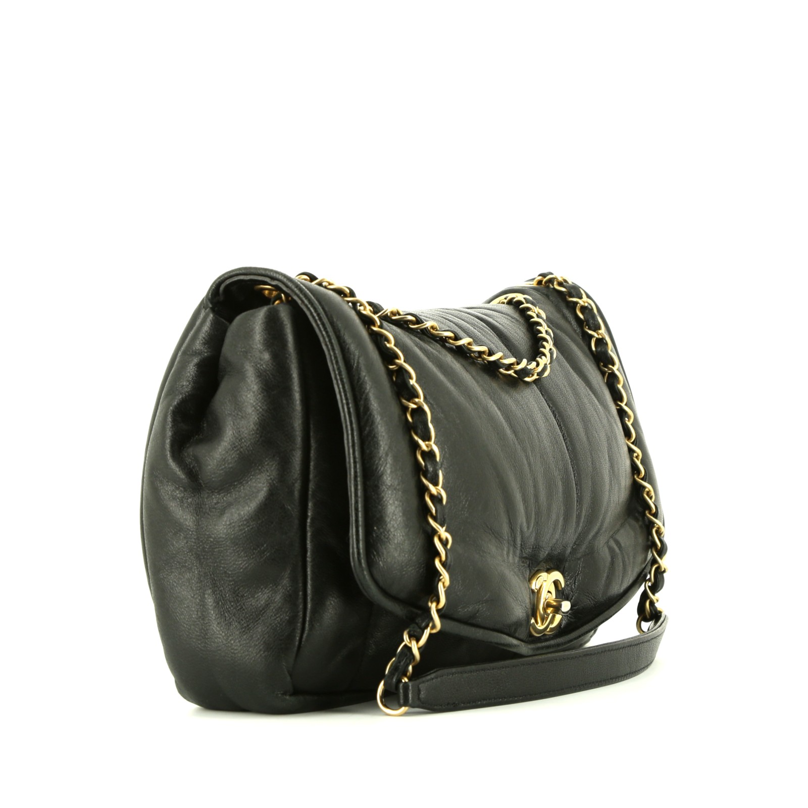Sac bandoulière Chanel  Vintage Diana en cuir noir