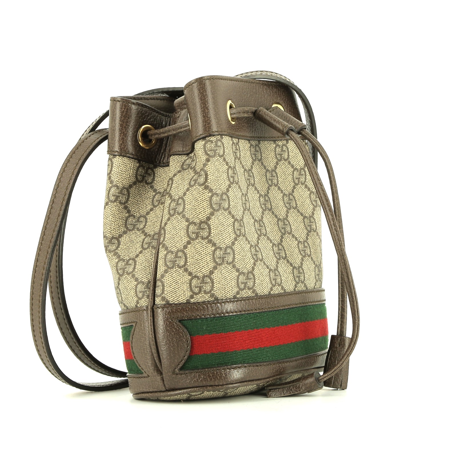 Sac à main Gucci   en toile sûpreme GG beige et cuir marron