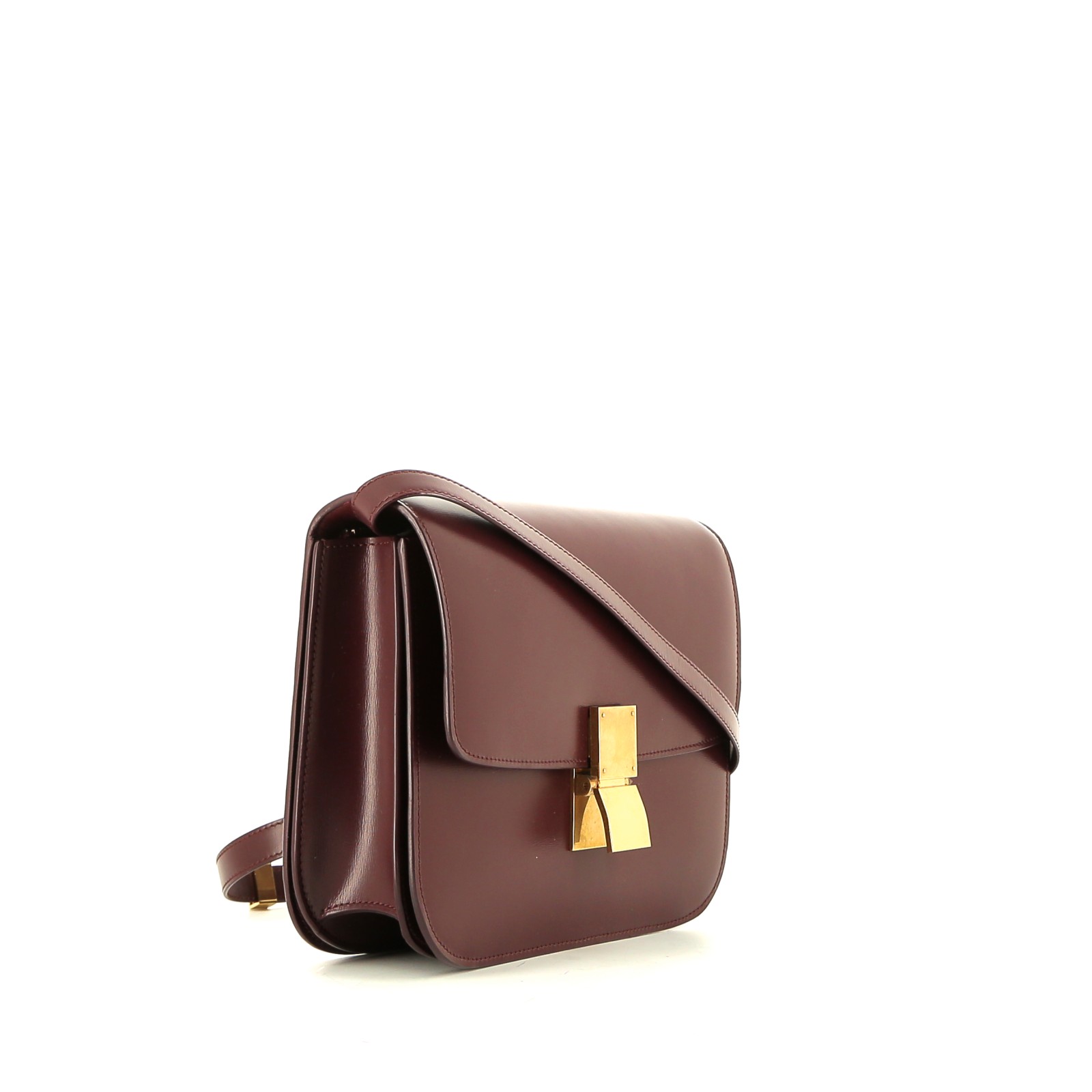Celine  Classic Box shoulder bag  in burgundy box leather