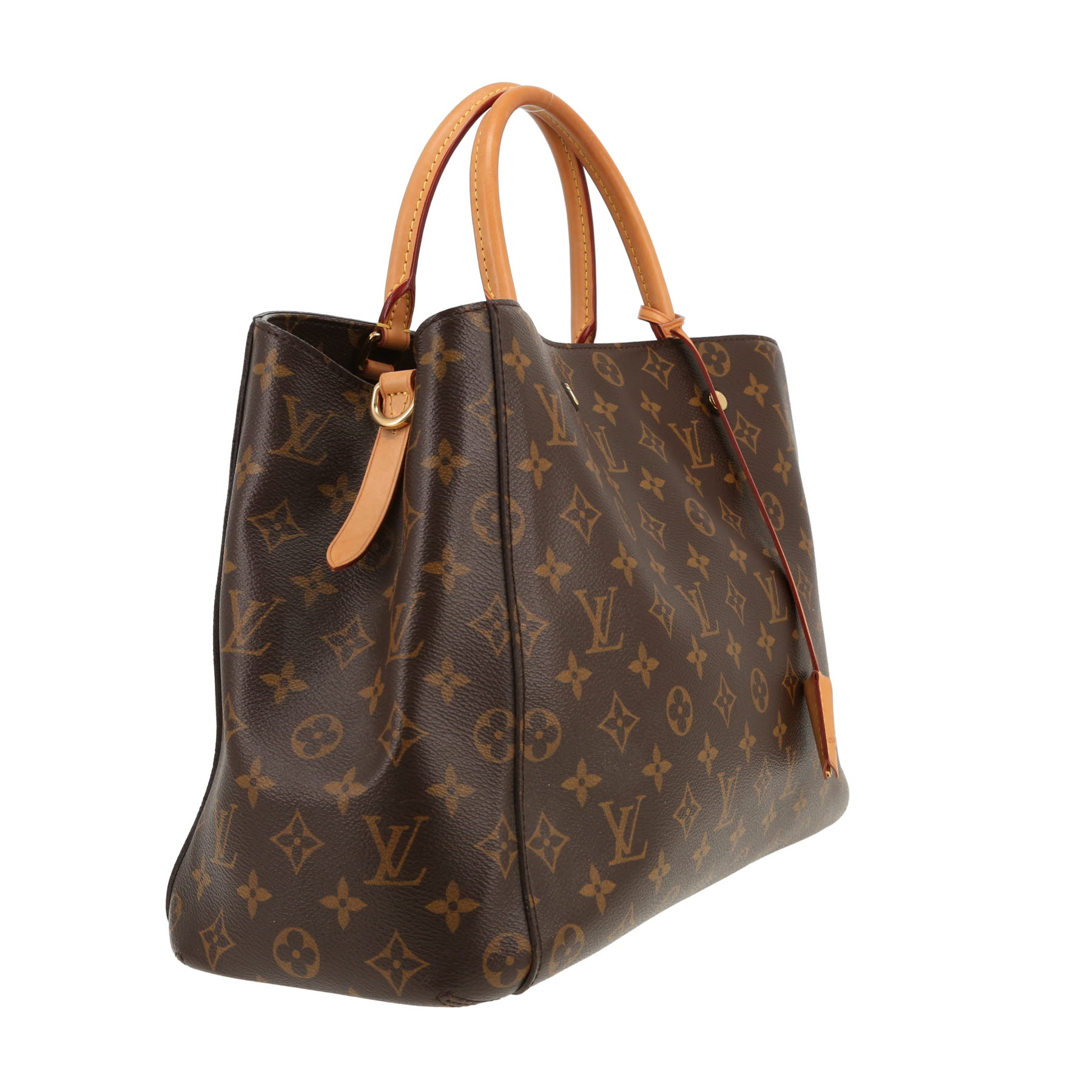 Louis Vuitton  Montaigne handbag  in brown monogram canvas  and natural leather