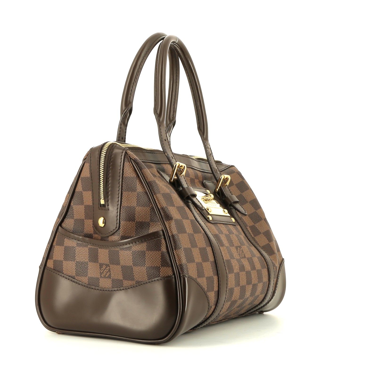 Sac à main Louis Vuitton  Berkeley en toile damier ébène et cuir marron