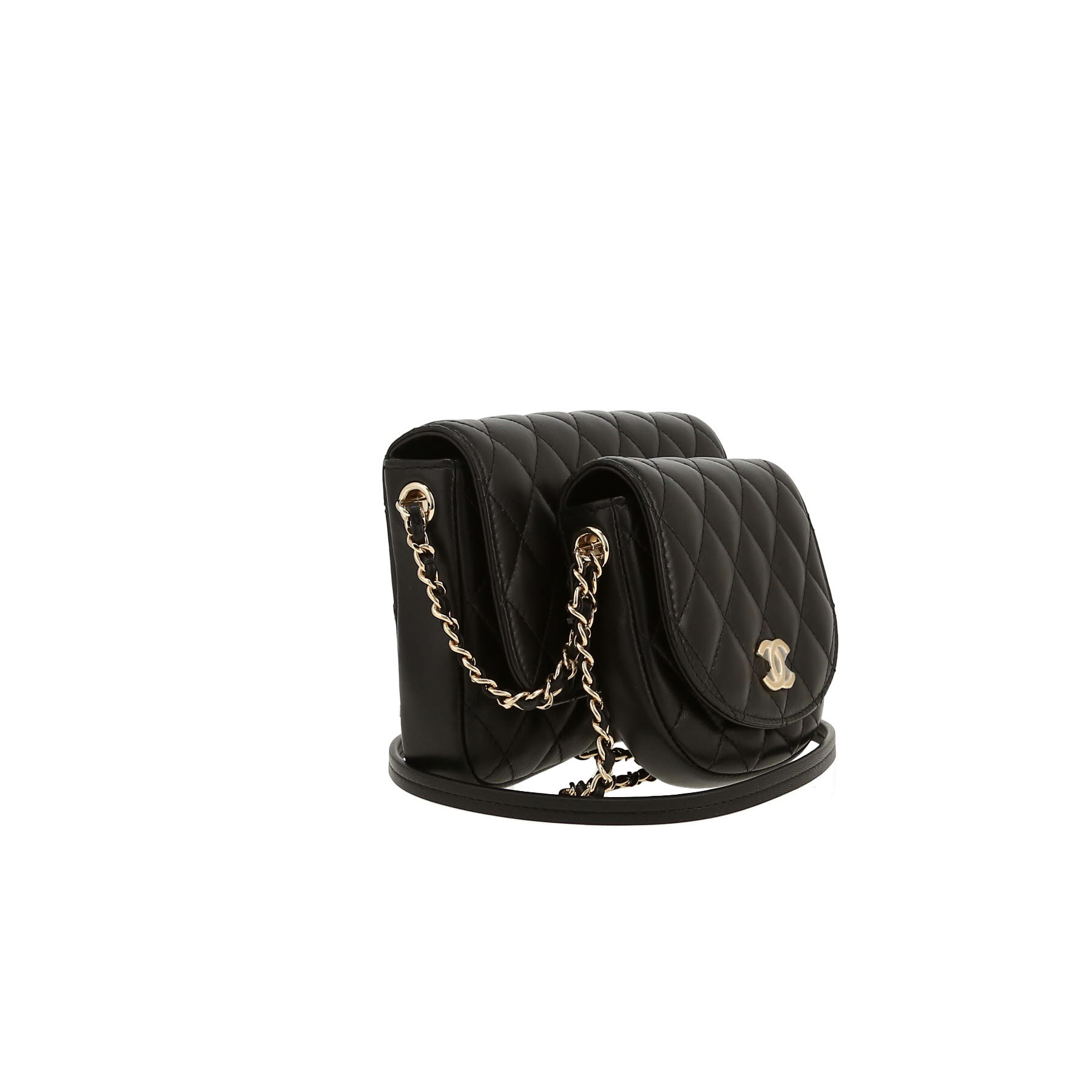Sac bandoulière Chanel   en cuir matelassé noir