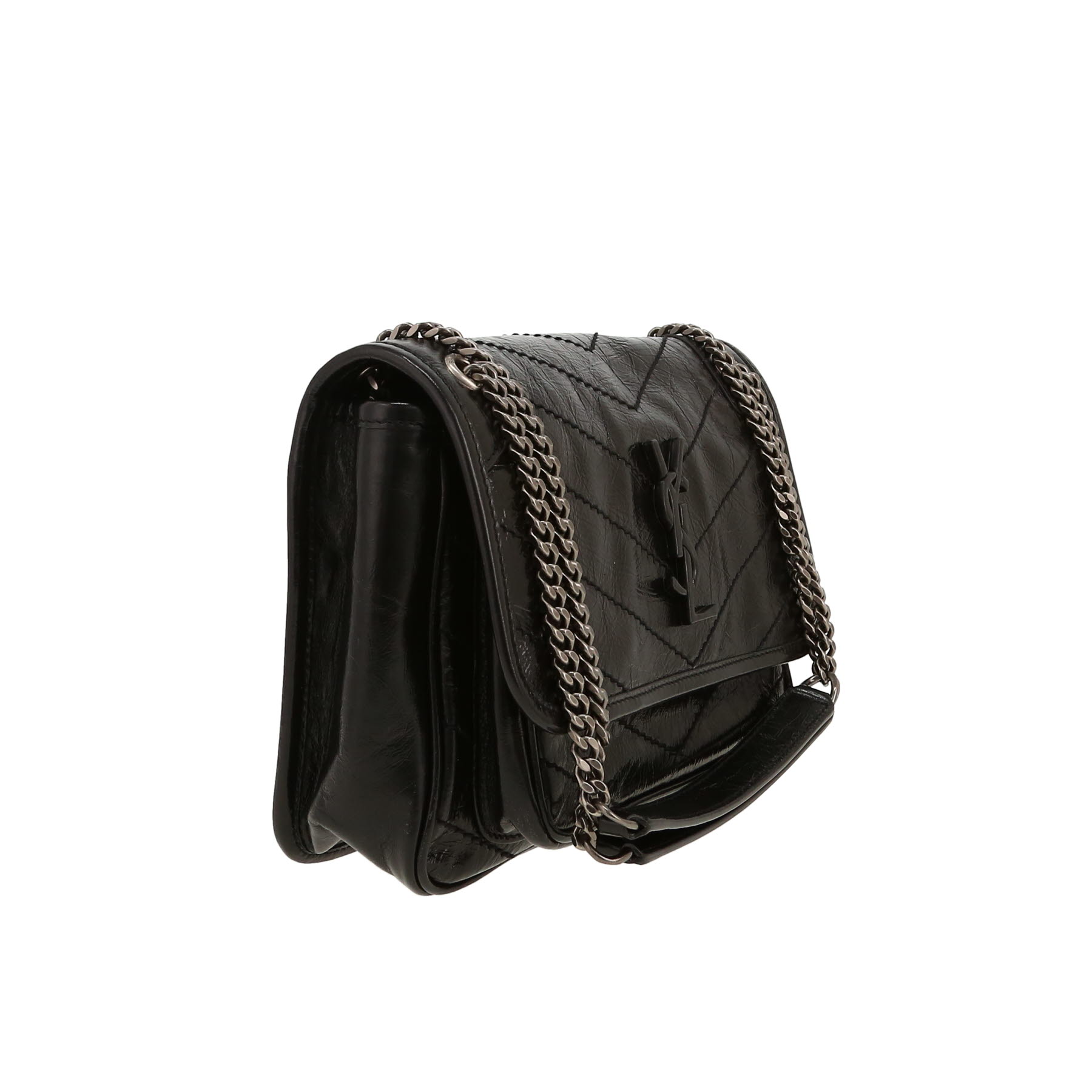 Sac bandoulière Saint Laurent  Niki Baby en cuir matelassé chevrons noir