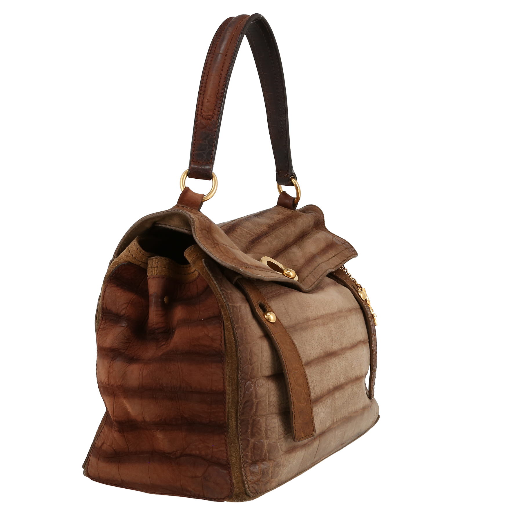 Sac à main Saint Laurent  Muse Two moyen modèle  en cuir marron et daim marron