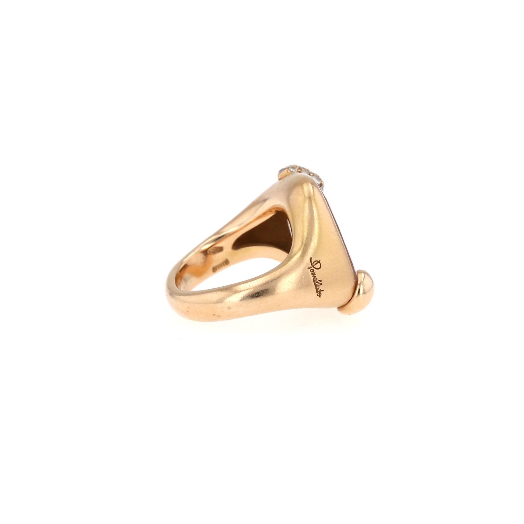 Pomellato Ritratto small model ring in pink gold, quartz and diamonds