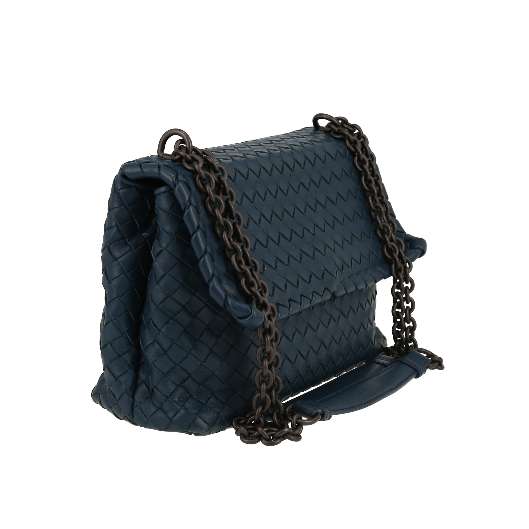 Borsa Bottega Veneta  Olimpia in pelle intrecciata blu