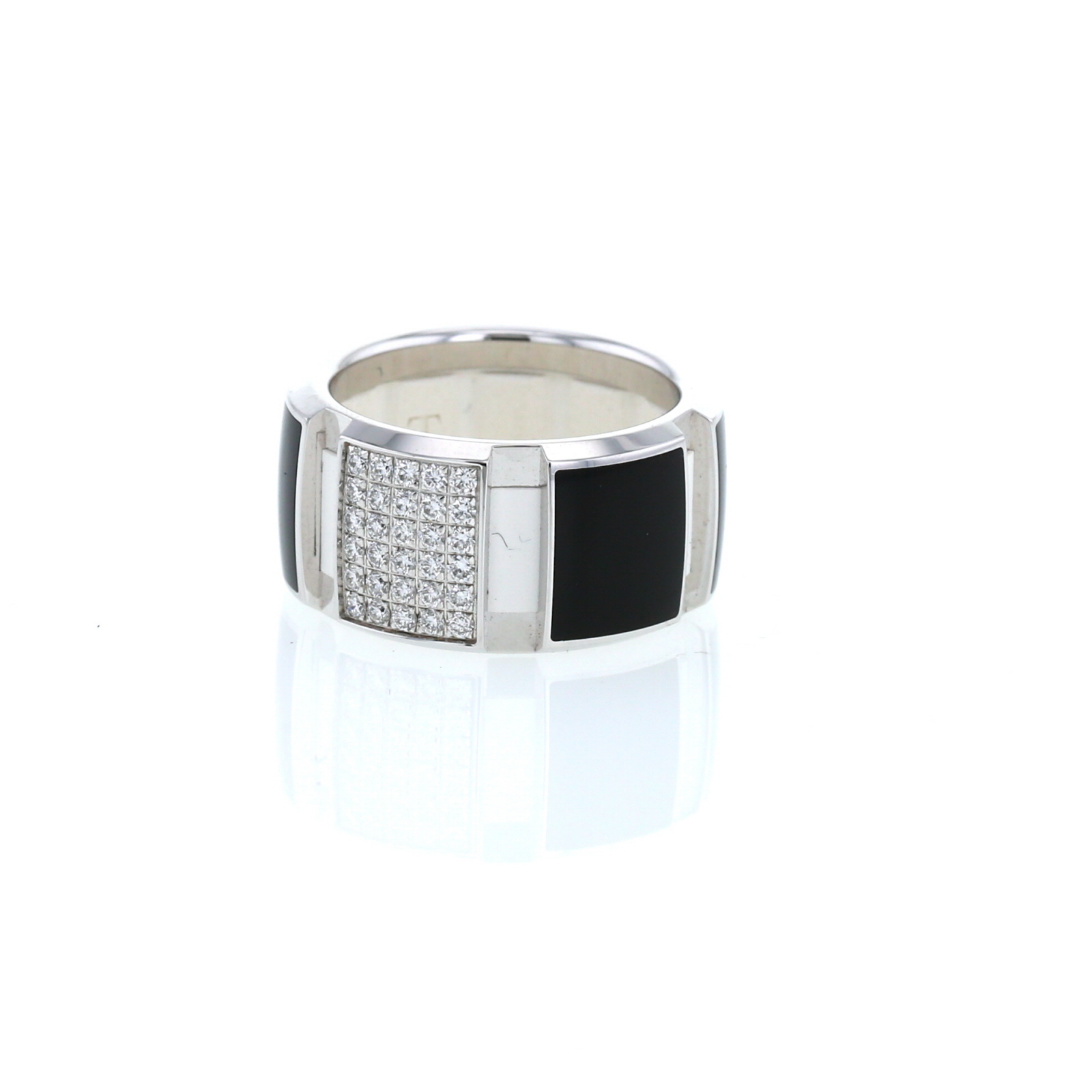 Anello Chaumet Class One in oro bianco, lacca e diamanti