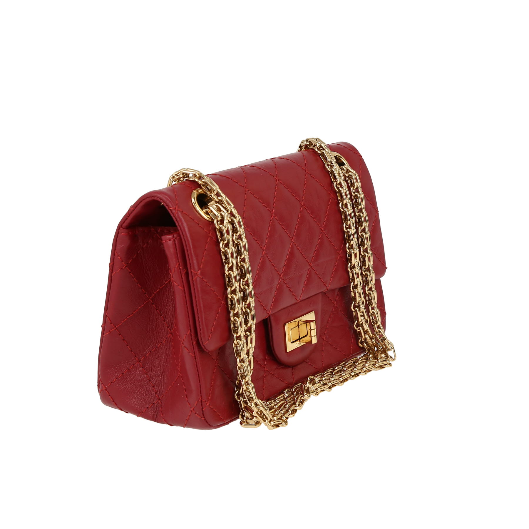 Chanel 2.55 shoulder bag  in red quilted leather