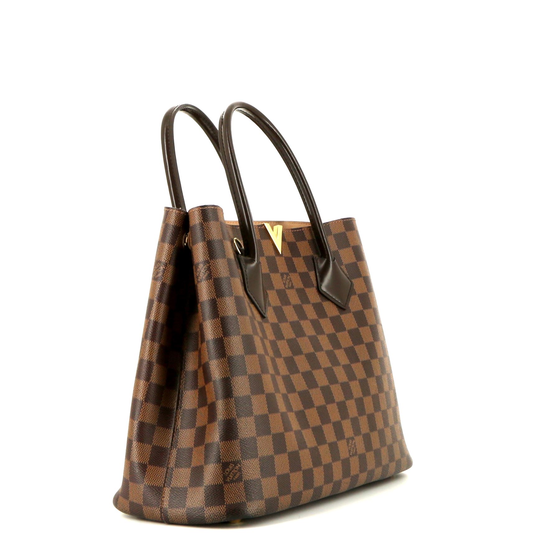 Louis Vuitton  Kensington shopping bag  in brown damier canvas  and brown leather