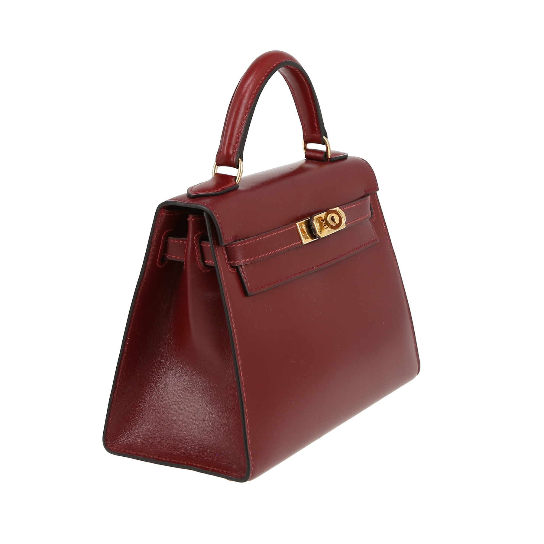 Pochette Hermès  Kelly 20 cm in pelle box bordeaux