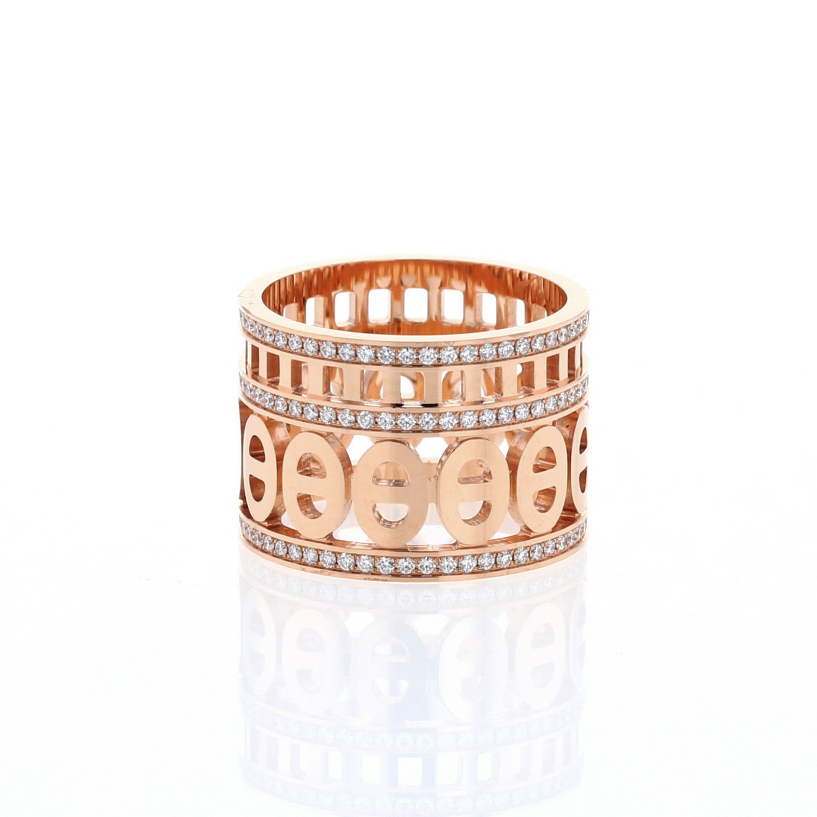Anello Hermès Chaîne D'ancre Divine modello medio in oro rosa e diamanti
