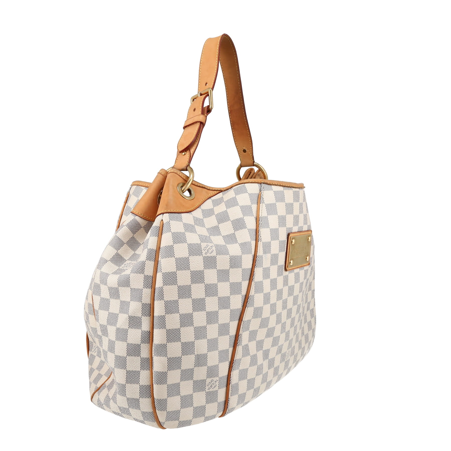 Borsa Louis Vuitton  Galliera in tela a scacchi azzurro e pelle naturale