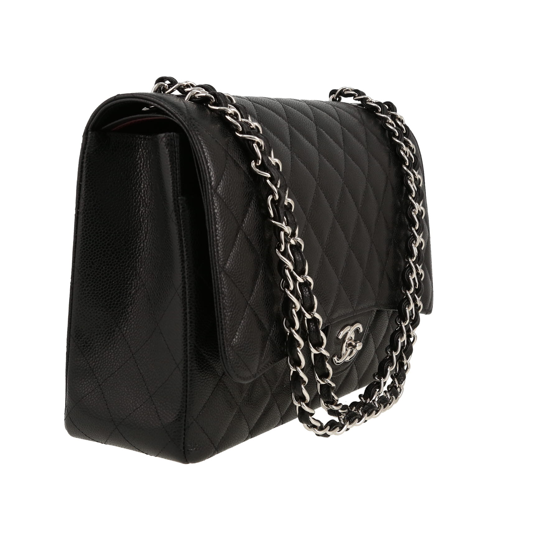 Borsa a tracolla Chanel  Timeless Maxi Jumbo in pelle martellata e trapuntata nera