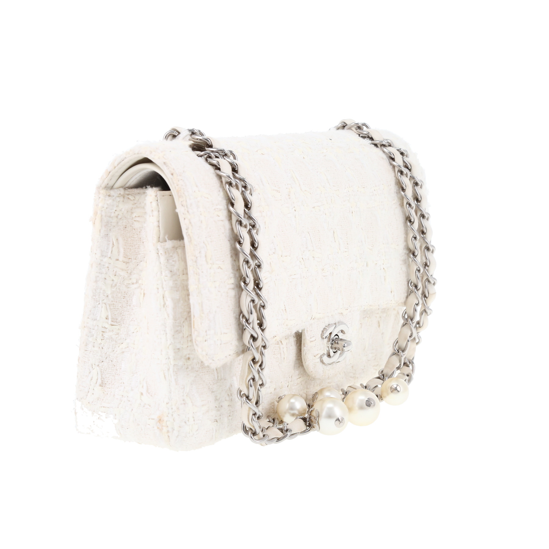 Borsa Chanel  Timeless in tweed bianco