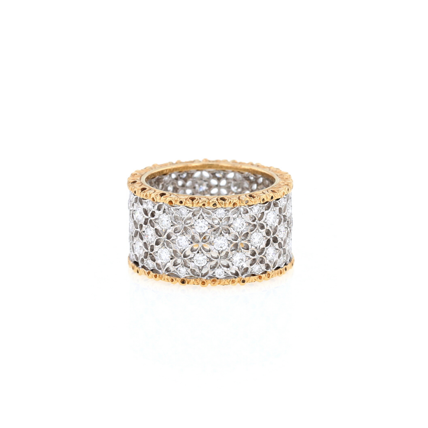 Bague bandeau Buccellati Scacchi en or jaune, or blanc et diamants