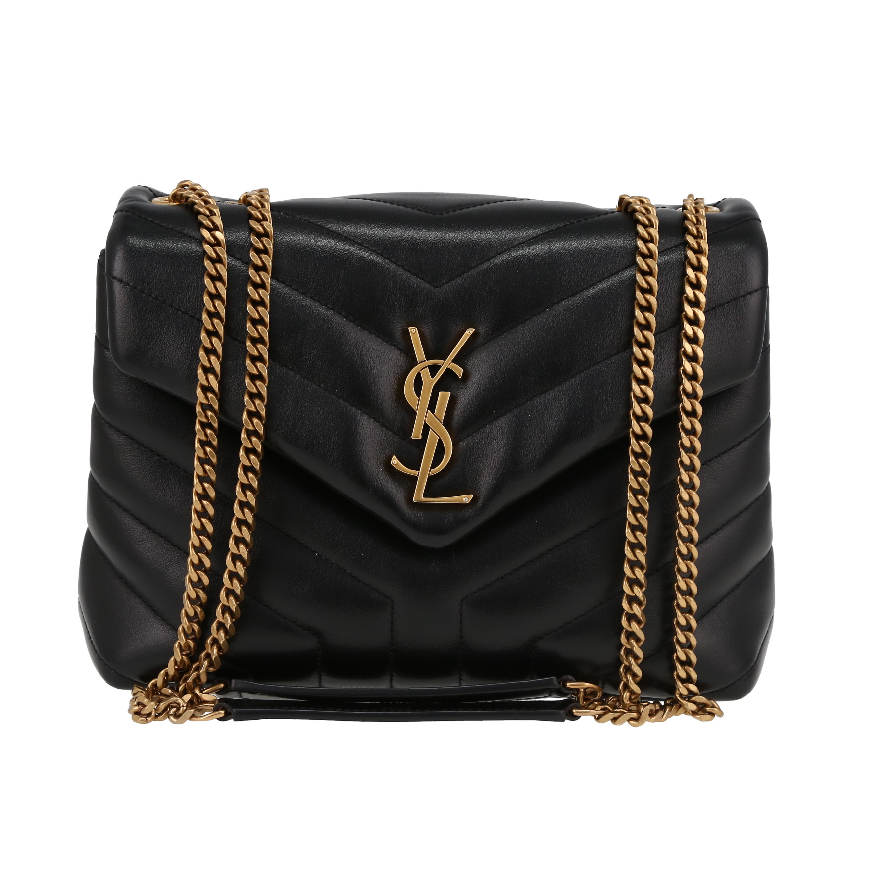ショルダーバッグ・ポシェット Saint Laurent Loulou Mini Leather Shoulder Bag With Chevron SAINT LAURENT Lambskin Chevron Quilted Mini Loulou Bag