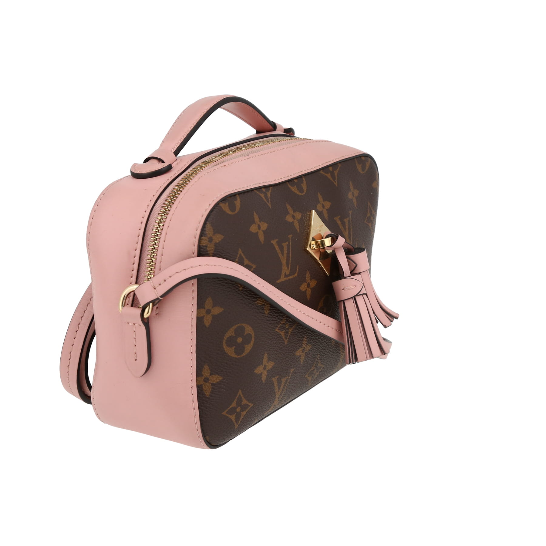 Borsa a tracolla Louis Vuitton  Saintonge in tela monogram marrone e pelle rosa