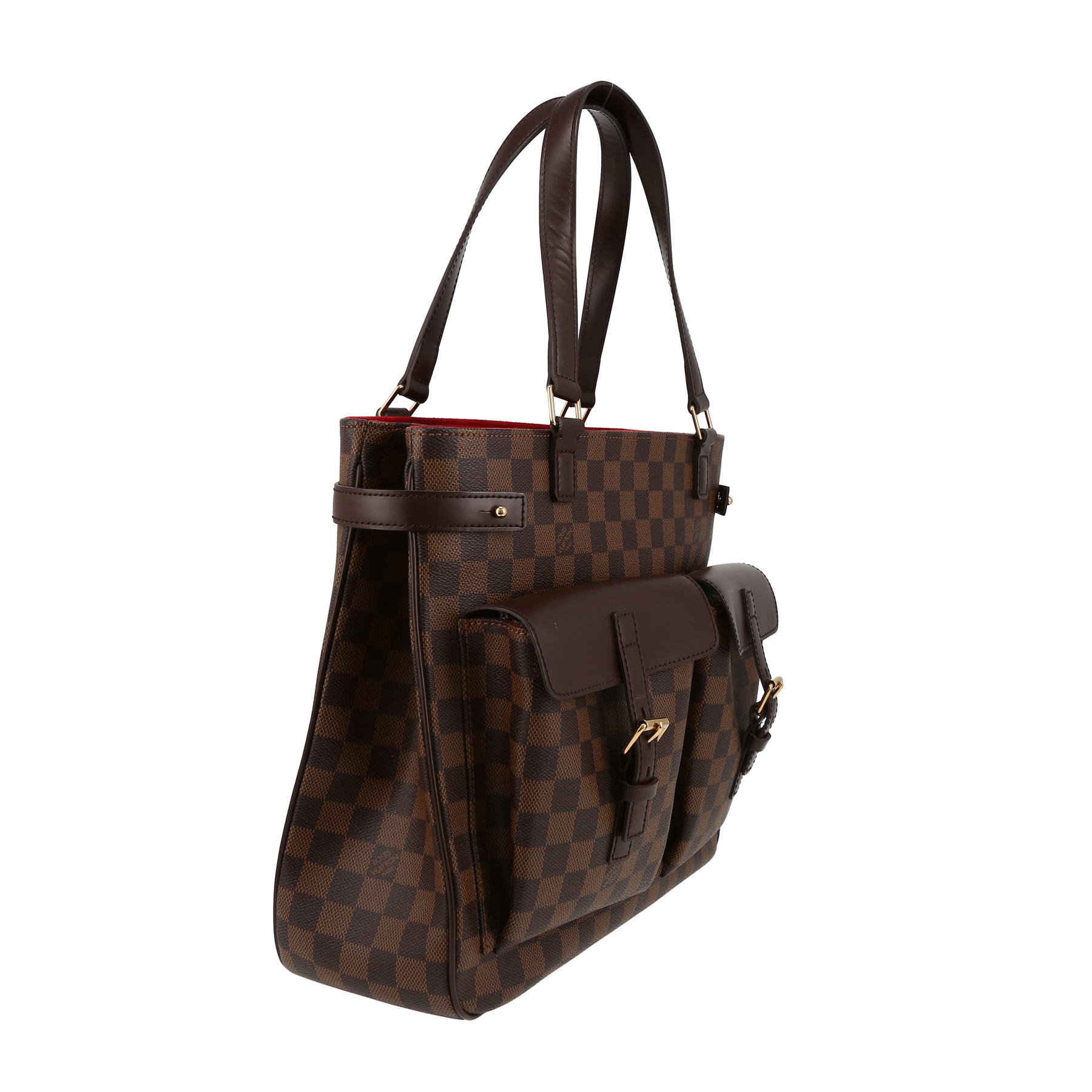 Louis Vuitton  Uzès shopping bag  in brown damier canvas  and brown smooth leather