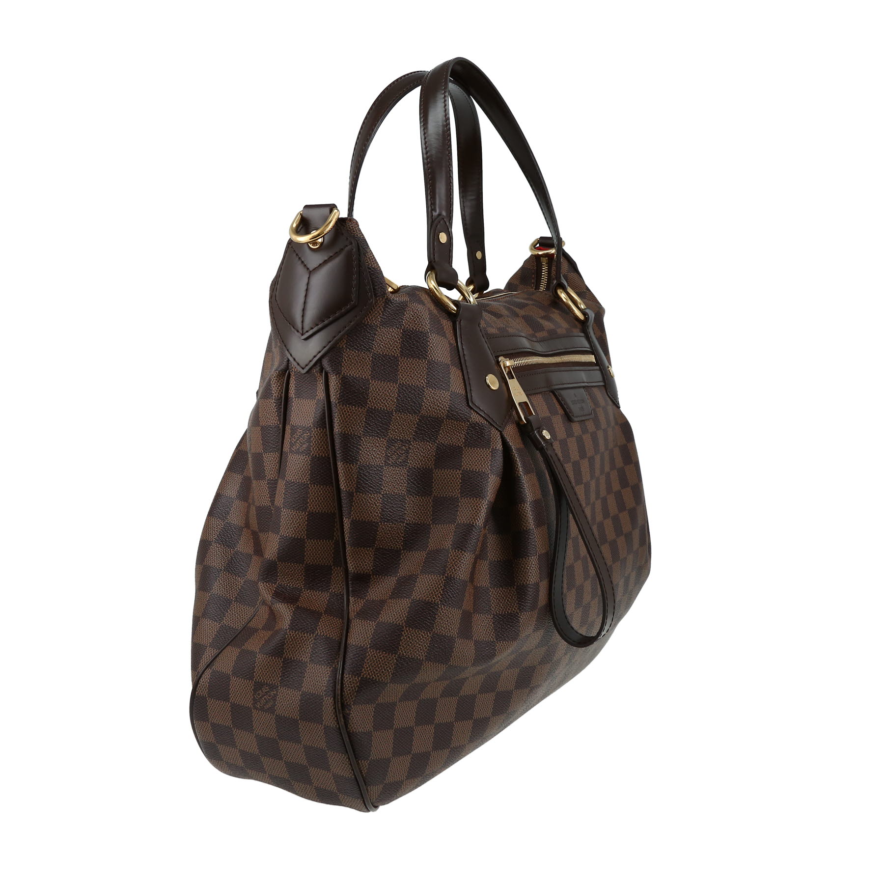 Louis Vuitton  Evora handbag  in ebene damier canvas  and brown leather