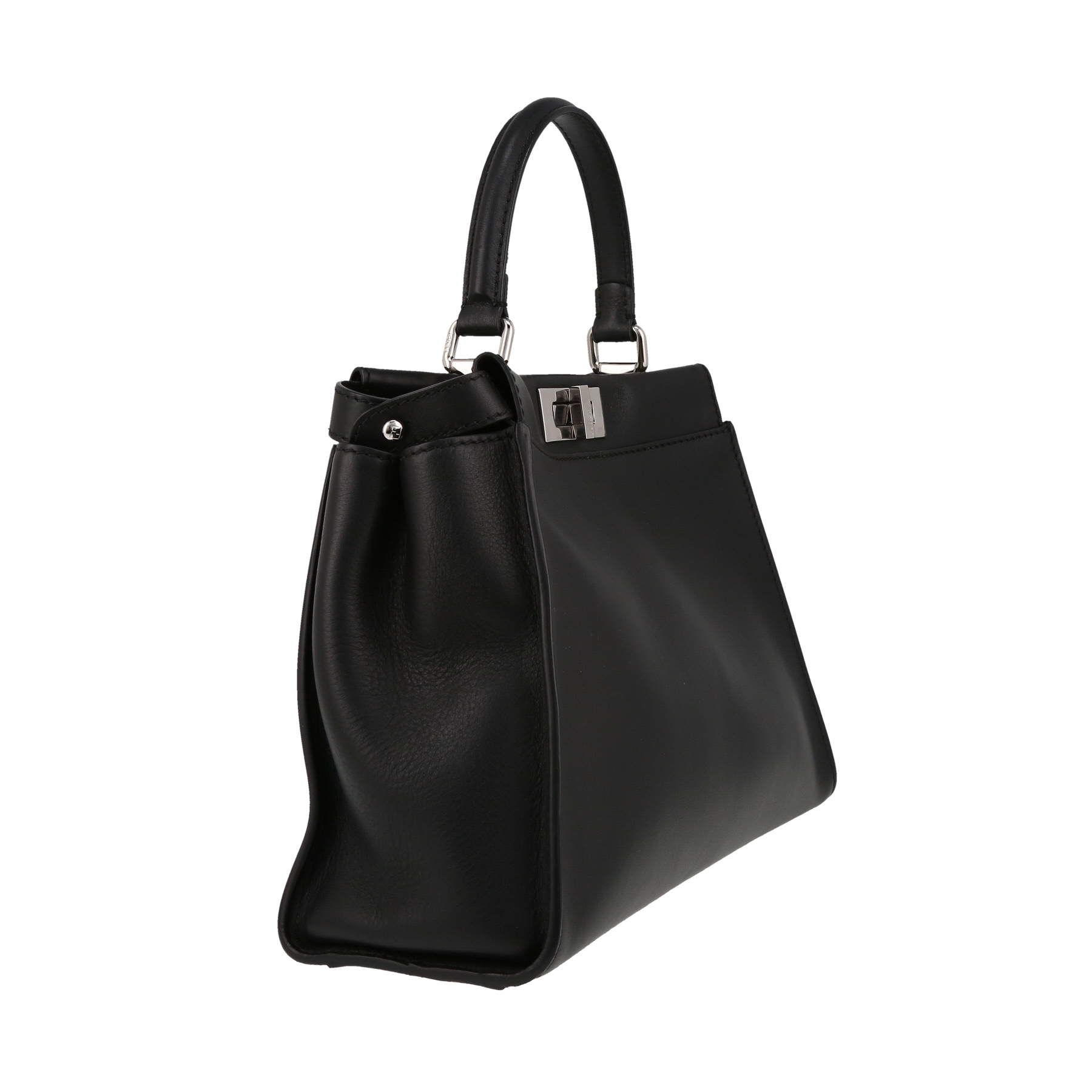Sac bandoulière Fendi  Peekaboo moyen modèle  en cuir noir et python noir
