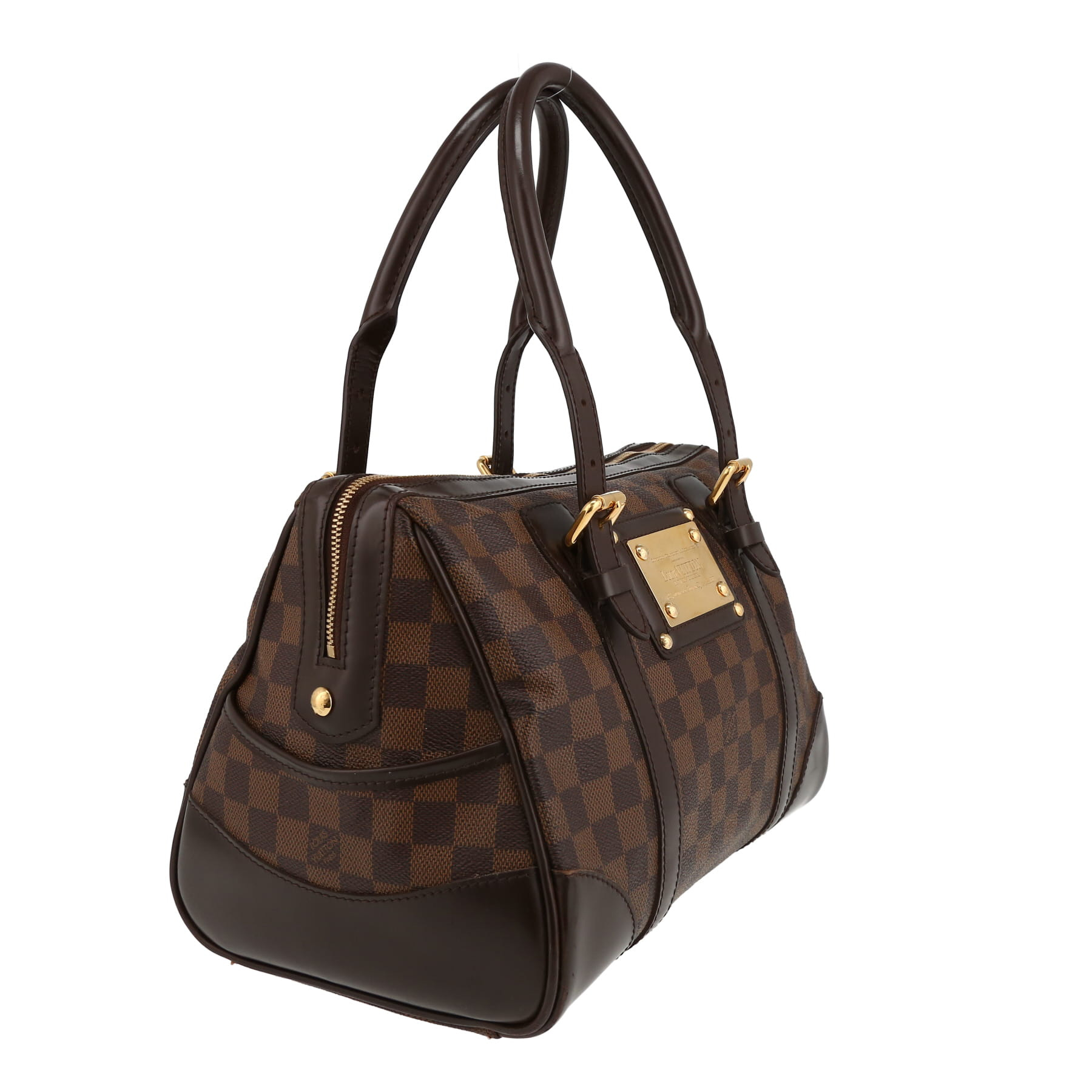 Sac à main Louis Vuitton  Berkeley en toile damier ébène et cuir marron