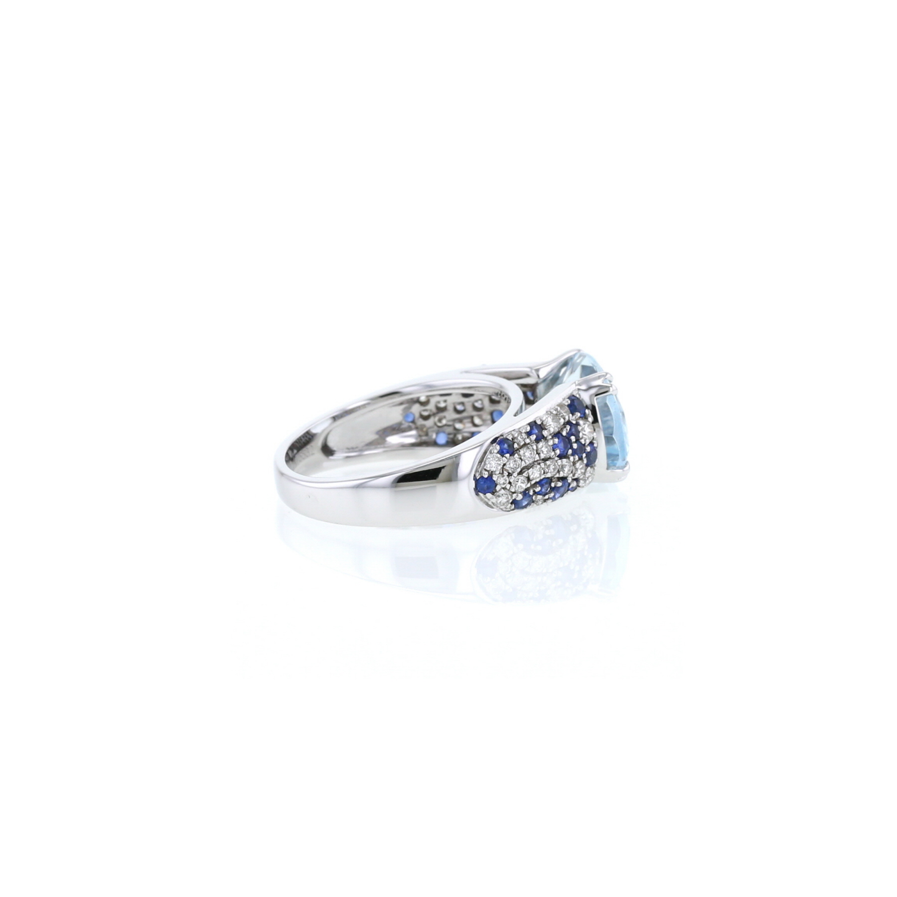 Bague Mauboussin Plaisir d'Amour en or blanc, aigue-marine et saphirs