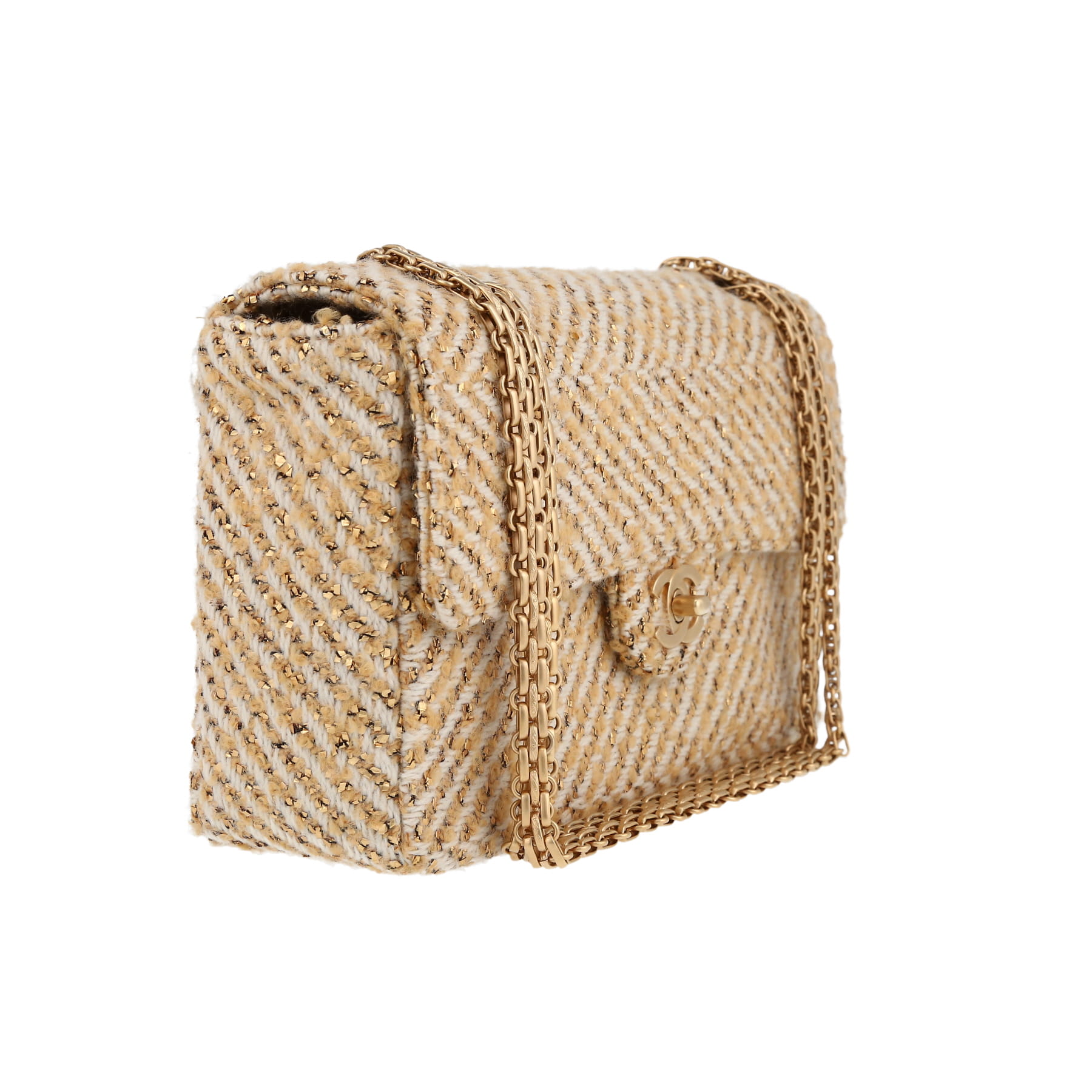 Chanel  Timeless Classic handbag  in beige and gold whool