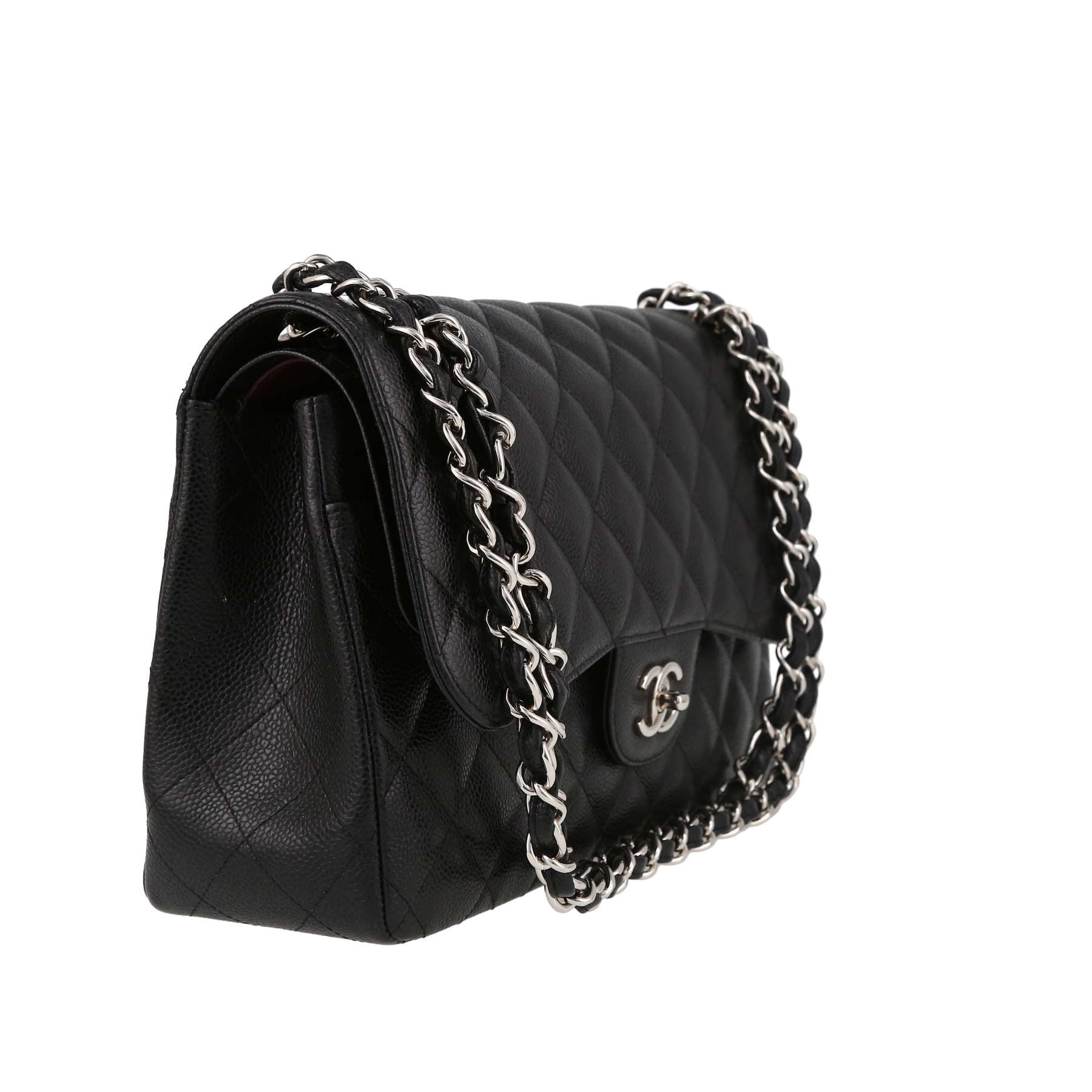 Sac à main Chanel  Timeless Jumbo en cuir grainé matelassé noir
