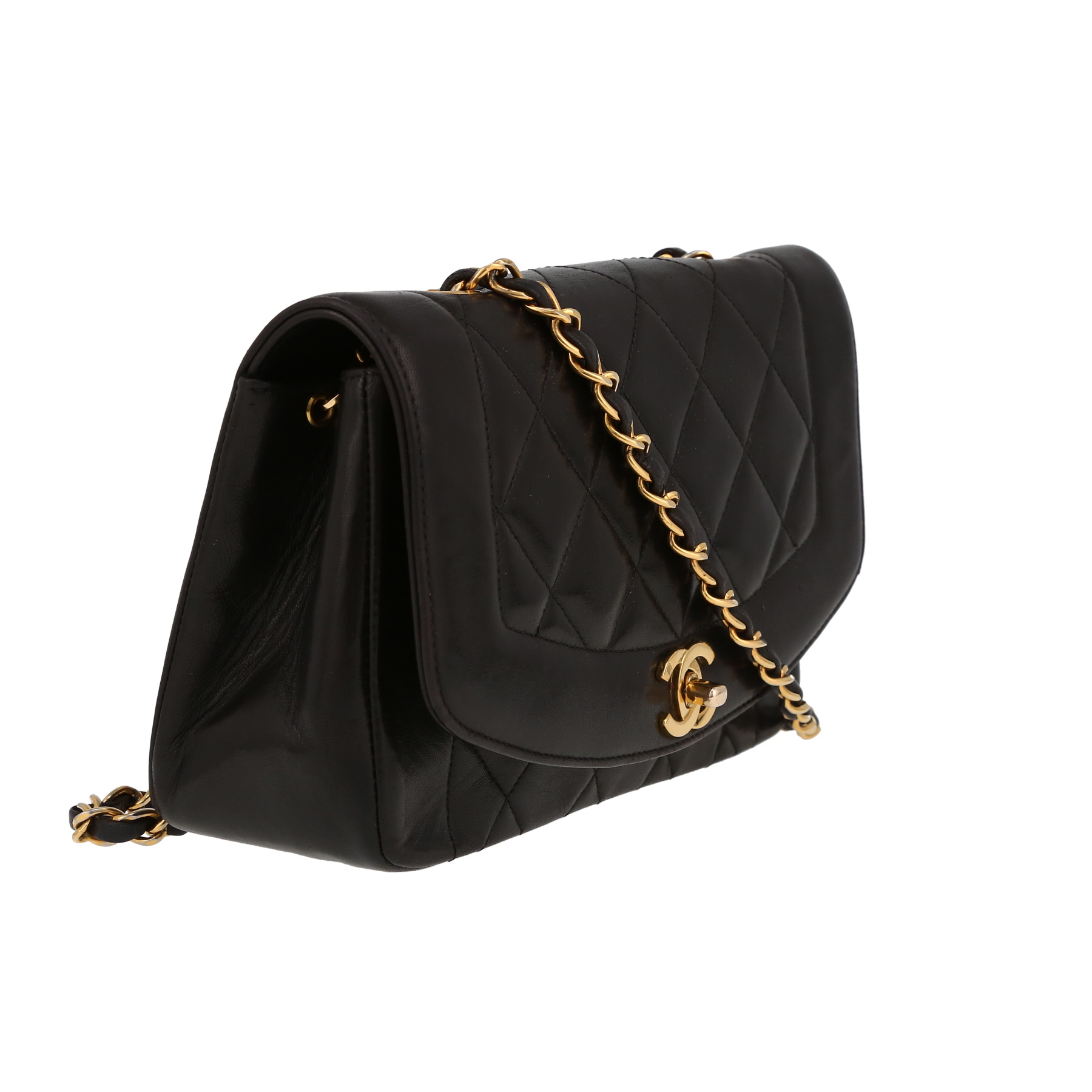 Borsa a tracolla Chanel  Vintage Diana in pelle trapuntata nera