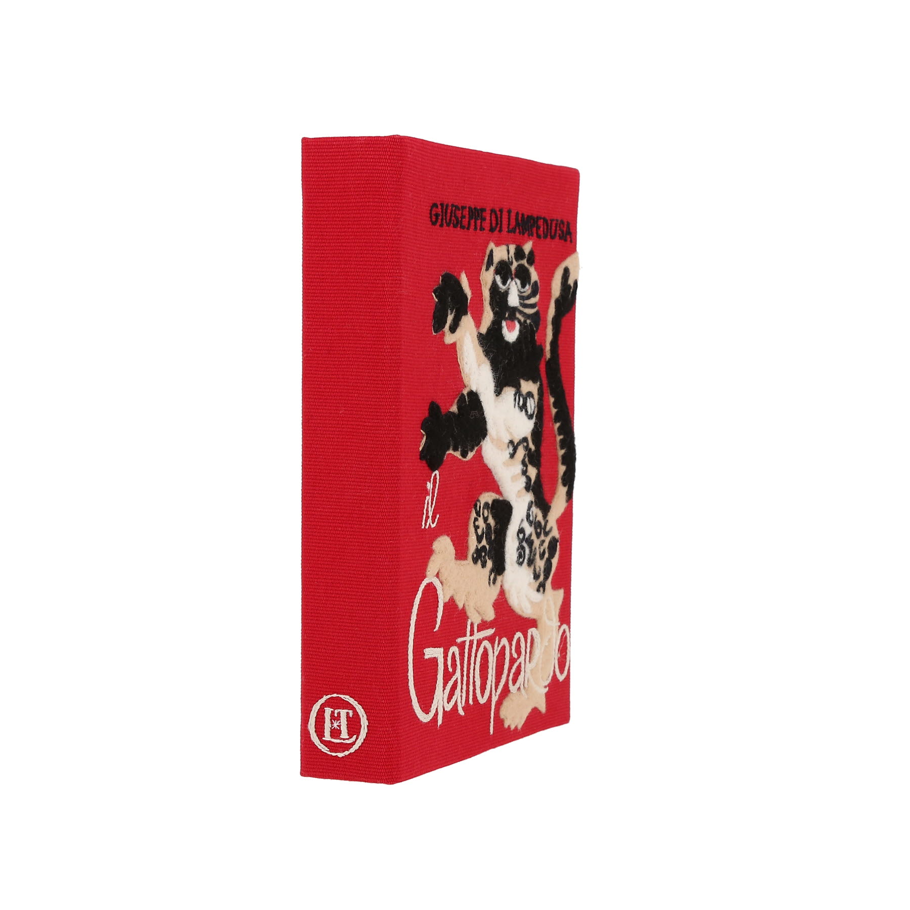 Olympia Le-Tan Giuseppe di Lampedusa Il Gattopardo clutch  in red canvas