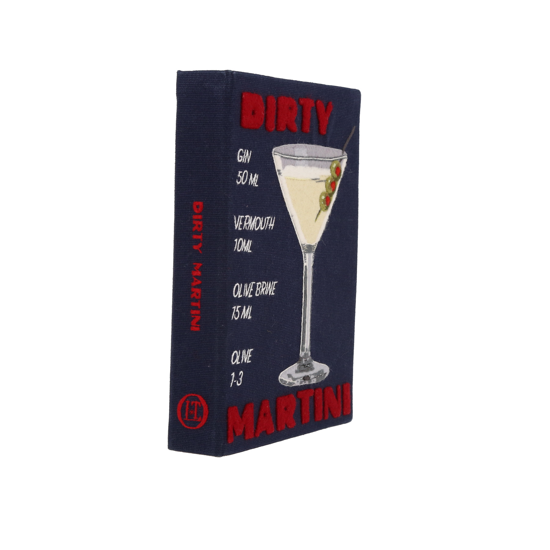 Olympia Le-Tan Dirty Martini clutch in navy blue canvas