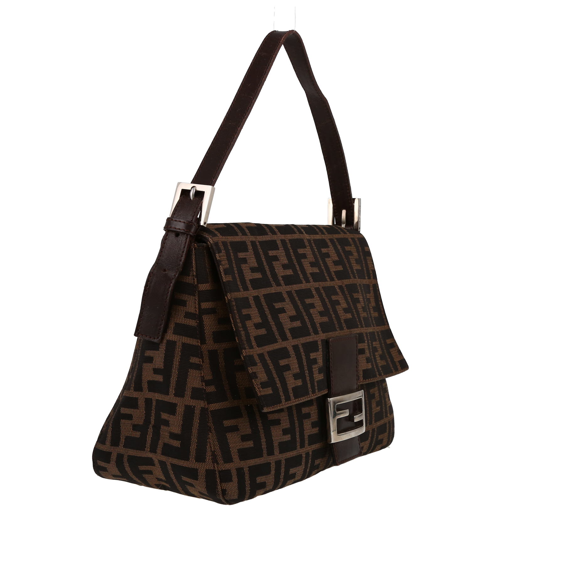 Fendi  Big mama handbag  in brown logo canvas  and brown leather