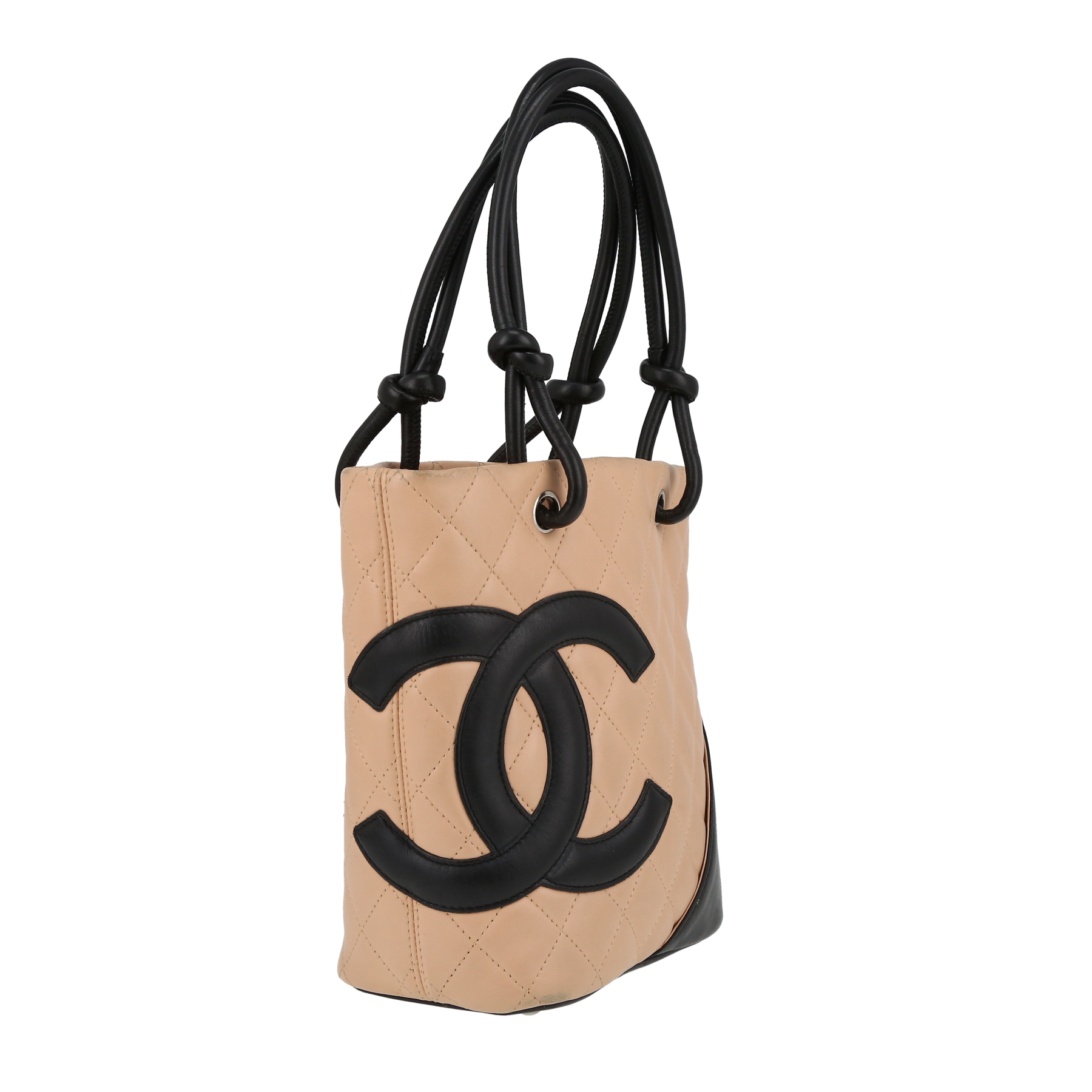 Bolso de mano Chanel  Cambon en cuero acolchado beige y cuero negro